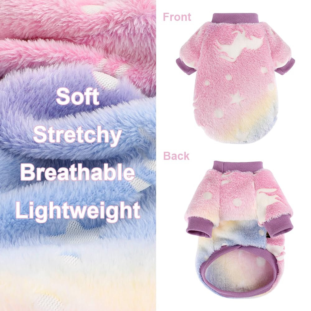 Kosiyi Glow Fleece Dog Clothes For Small Dogs, Warm Pullover Dog Sweatshirt, Winter Pet Coat Jacket Cat Costume, Female Male Pup