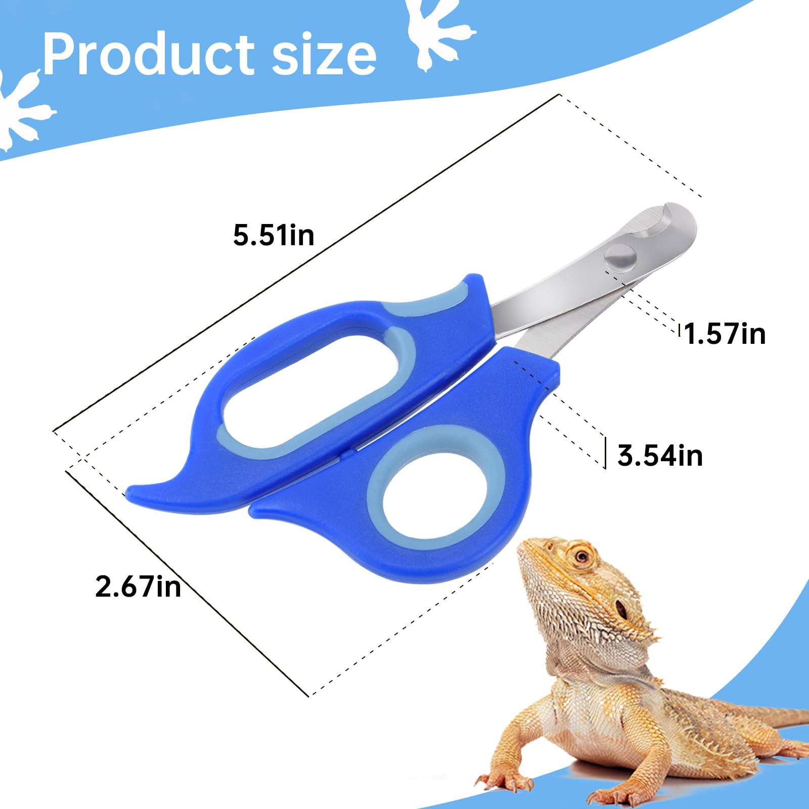 Keuye Bearded Dragon Nail Clippers,Stainless Steel Bearded Dragon Toe Nail Clippers With Precise Angled Edges,Professional Groom