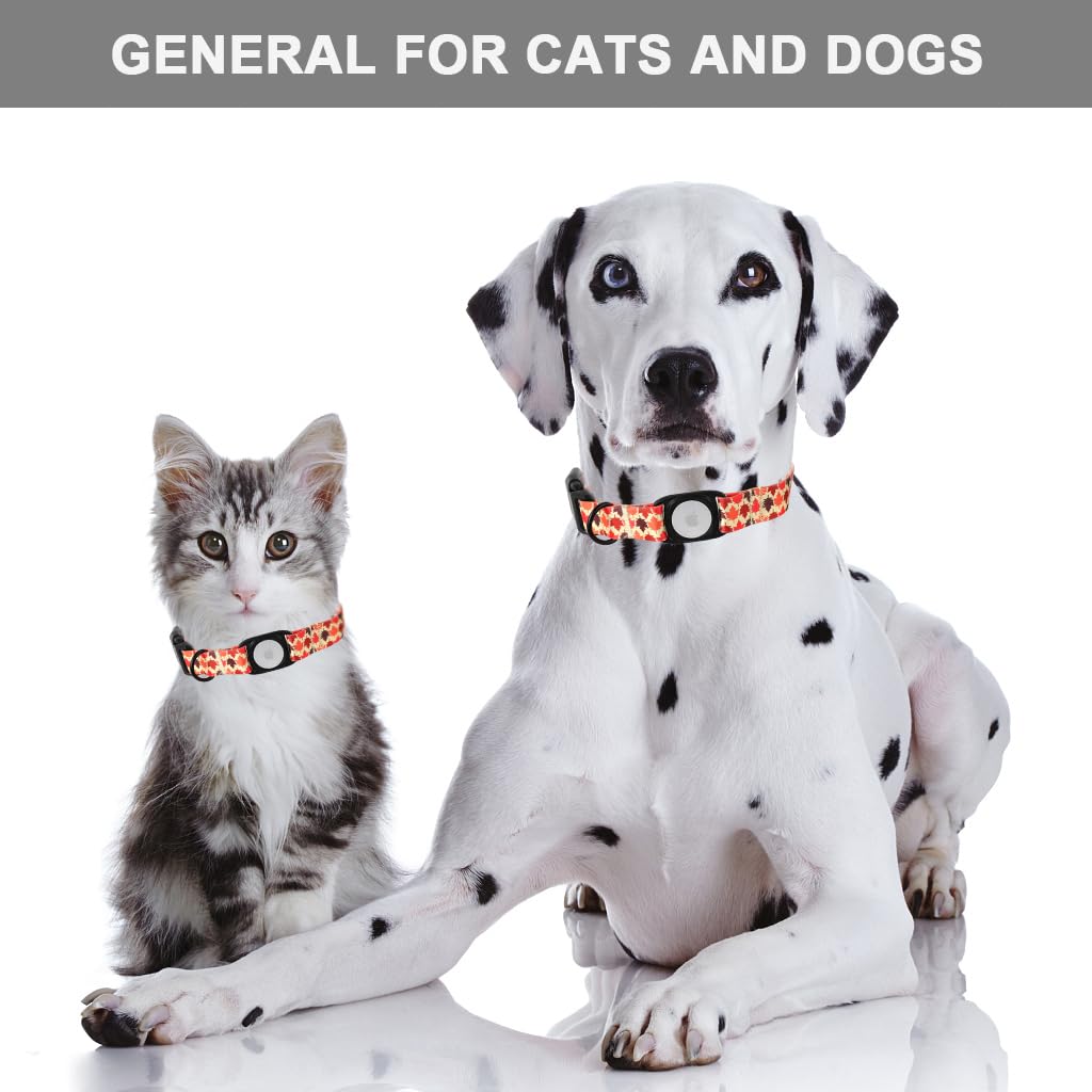 Mr.Chubbyface Fall Dog Collar With Apple Airtag Holder Orange Maple Leaves Dog Collar For Small Medium Large Boy Girl Dogs