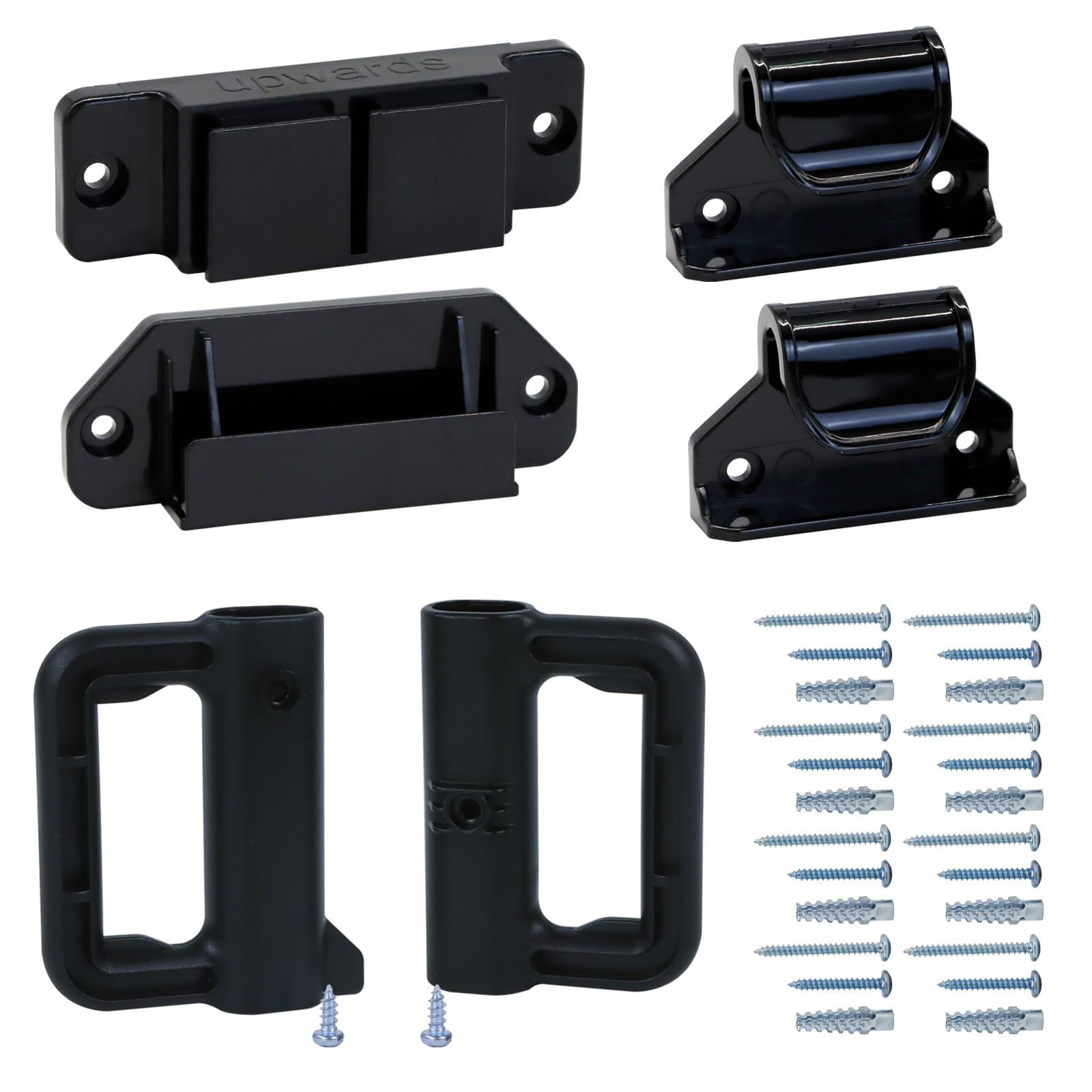Kiskiz Retractable Baby Gate Replacement Parts Kit (Black) Retractable Baby Gates Full Set Wall Mount Accessories Retractable Dog Gate Baby Gate Hardware With Brackets, Latches, Hooks And Screws