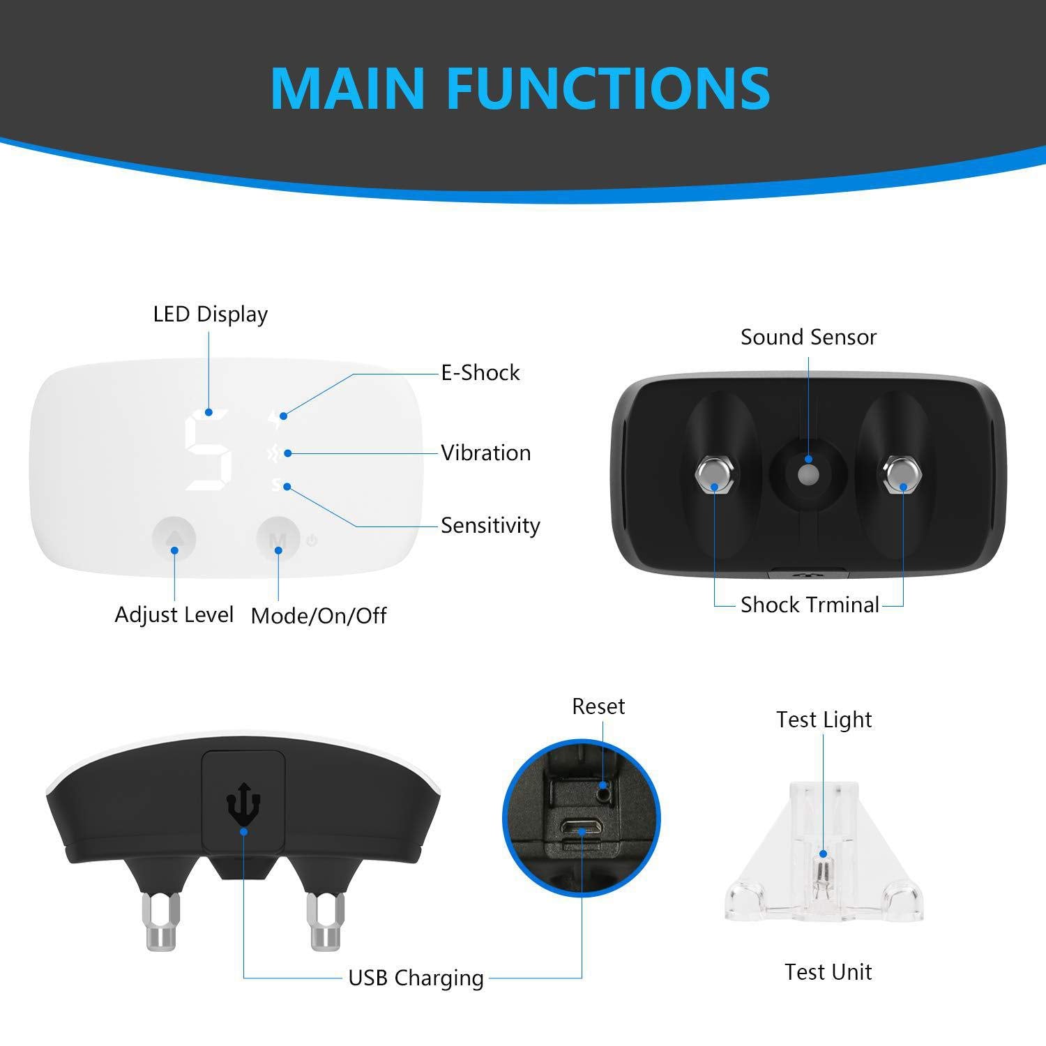 Shock Bark Collar For Dogs, Dog Barking Collar, Waterproof Bark Collar For Dogs, No Bark Collar Rechargeable With Anti-Misjudgment Design, Anti Bark Dog Training Collar By No Harm Shock Beep Vibration