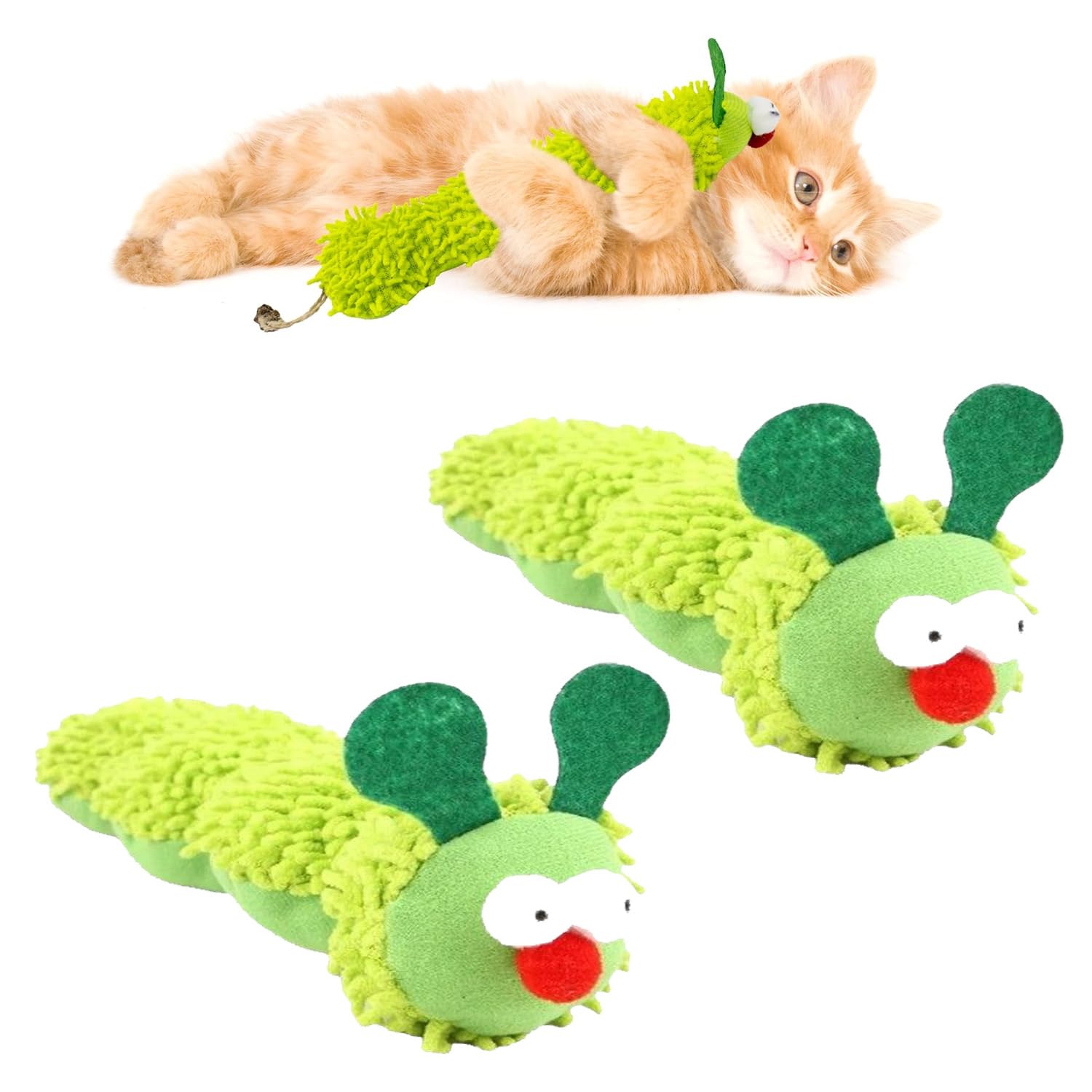 Cybersnc Catnip Toys For Cats 2 Pack, Soft Cat Pillow Kicker Toys, Caterpillar Shape Interactive Catnip Toy For Indoor Cats & Ki