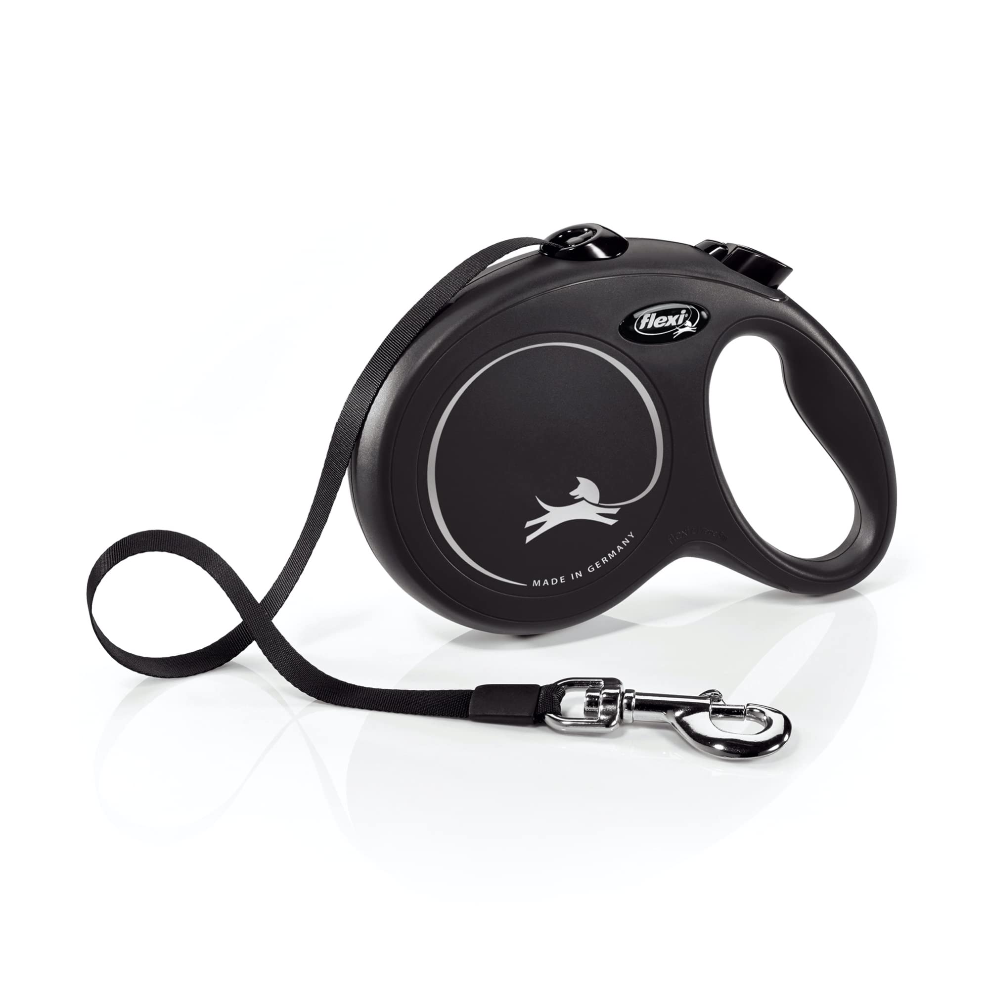 Flexi New Classic Retractable Dog Leash (Tape), 16 Ft, Large, Black
