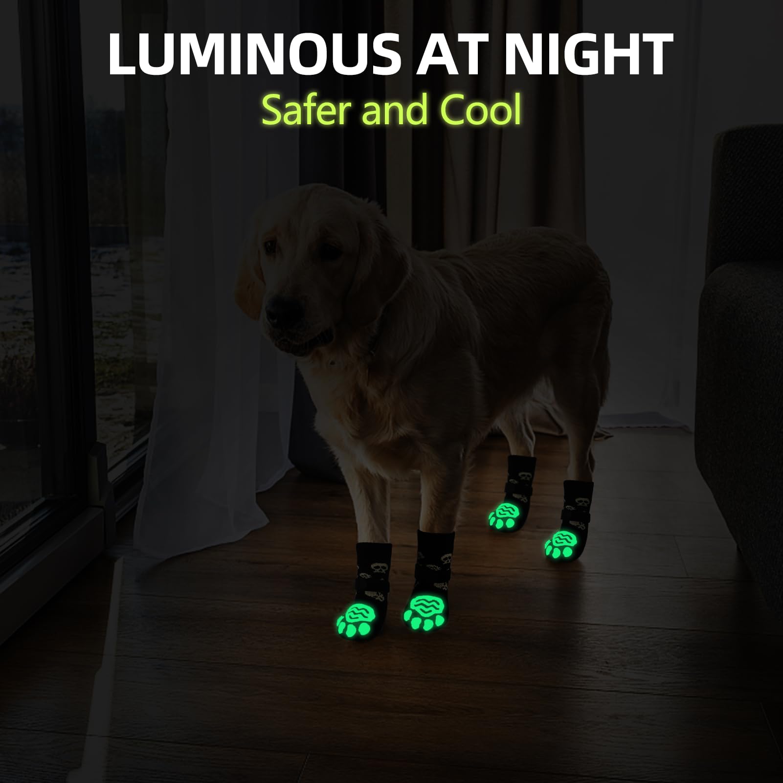 Pupteck Double Sides Anti-Slip Dog Socks Halloween Costumes, 3 Pairs Soft Paw Protector With Adjustable Straps, Strong Traction Control For Indoor Hardwood Floors
