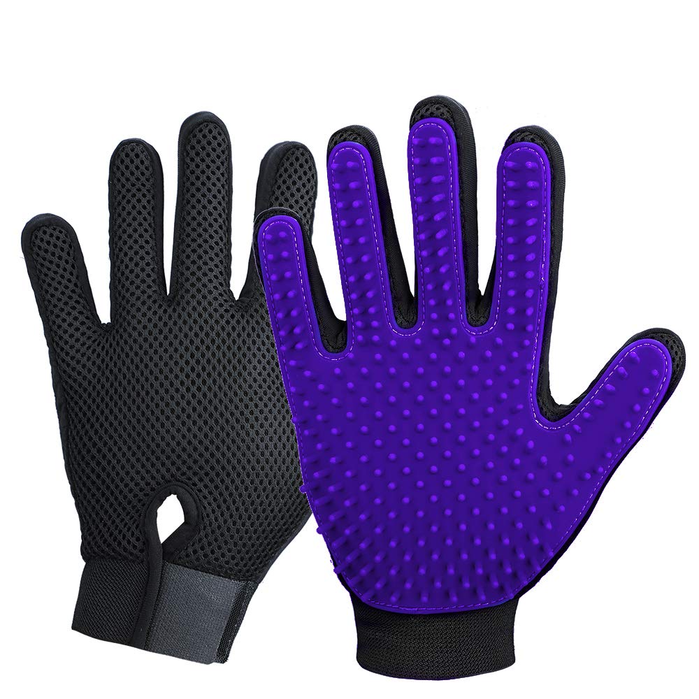 Upgrade Version Pet Grooming Glove - Gentle Deshedding Brush Glove - Efficient Pet Hair Remover Mitt - Enhanced Five Finger Desi