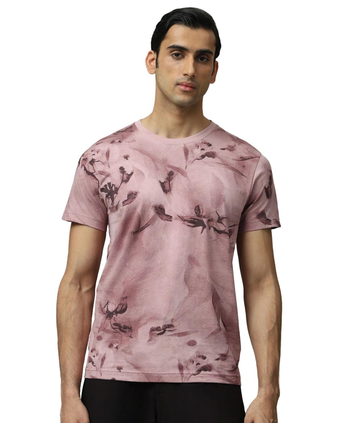 Mufti Mauve Floral Crew Neck T-Shirt