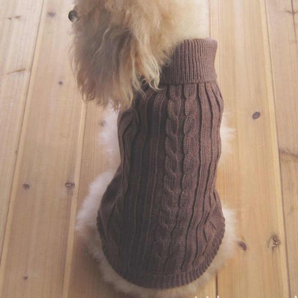 Tangpan Turtleneck Classic Straw-Rope Pro Pet Dog Sweater Apparel (Brown,M)