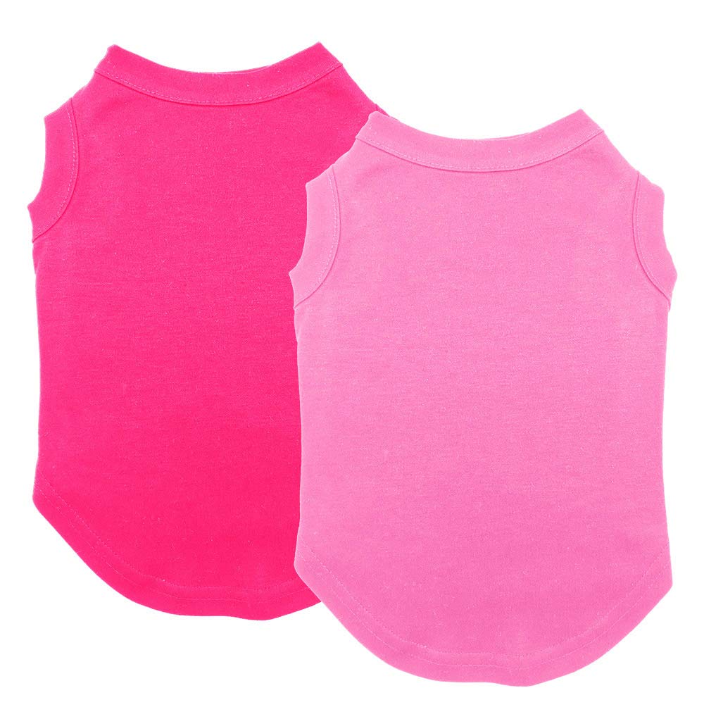 Chol&Vivi Dog Clothes, 2Pcs Soft Cotton T-Shirts, Xxl Size, Pink And Rose Red