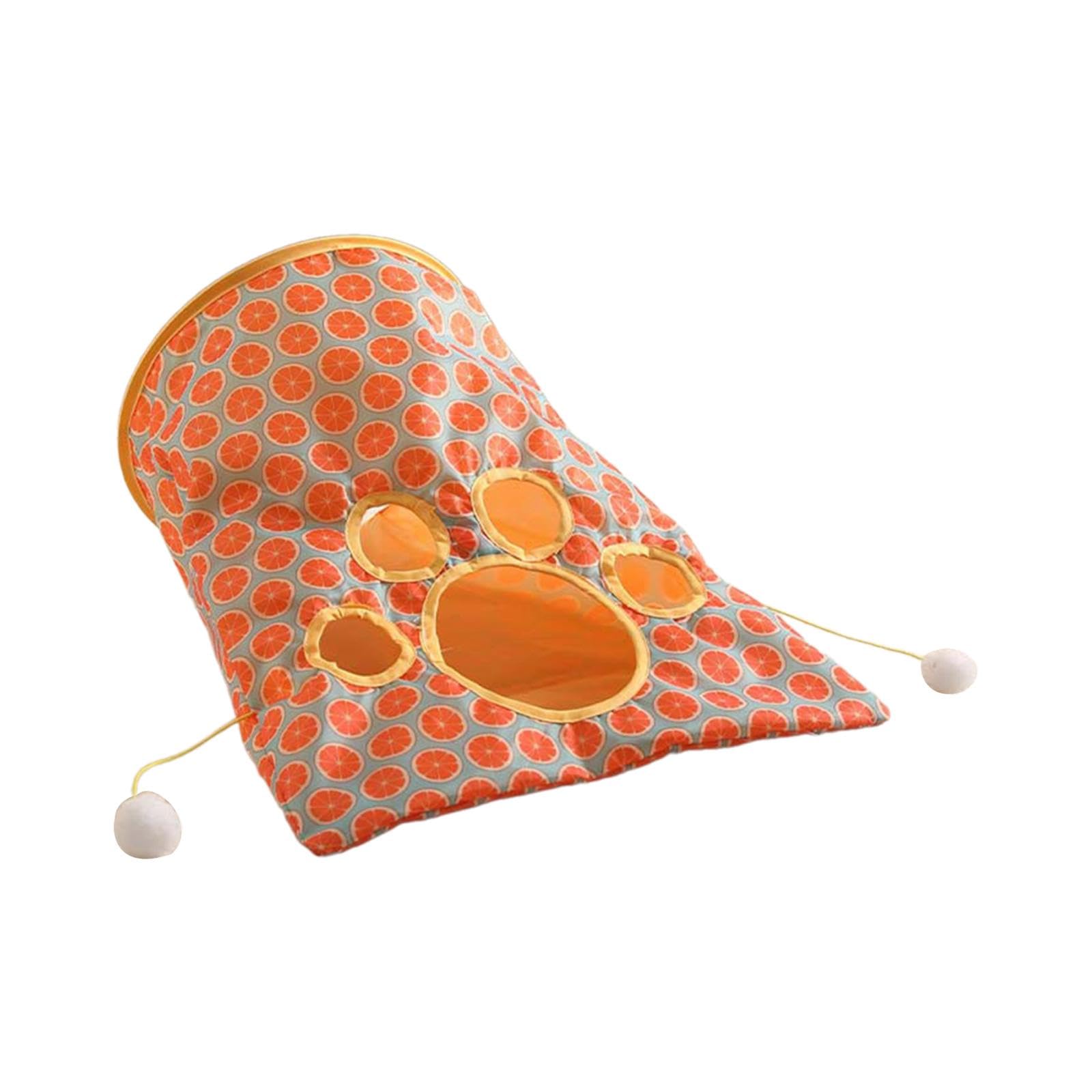 Ujeavette Foldable Interactive Cat Drill Bag Tube Tunnel Bored Cat Pet Toys For Kitten Orange