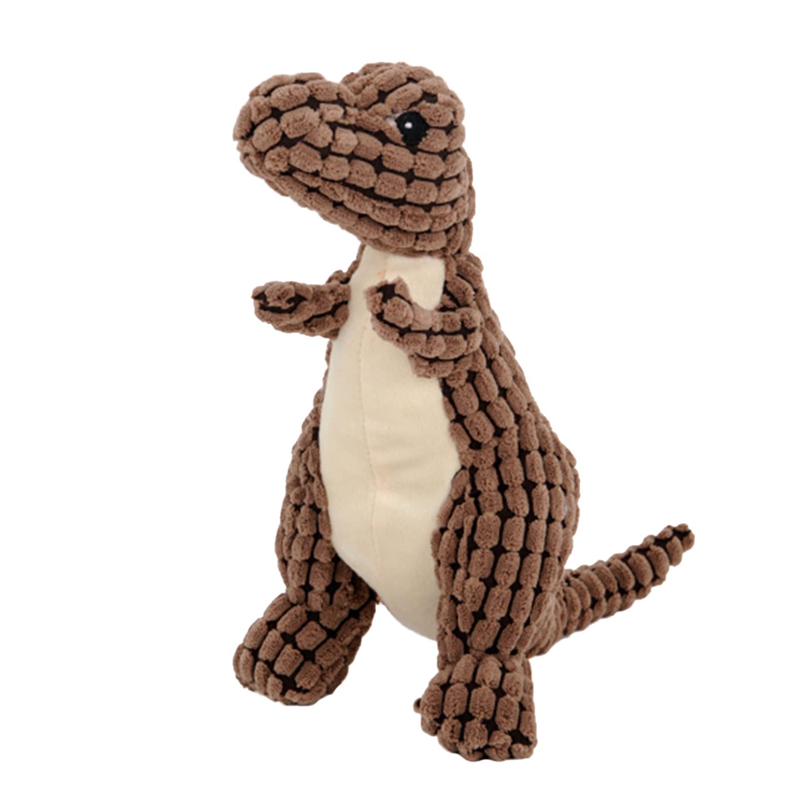 Emily Pets Plush Dog Toy Dinosaurs Shape Playing Toys Squeaky Plush Toy Funny Sounds Doll Training Toy Chew Toy (Brown, 9.45 Len