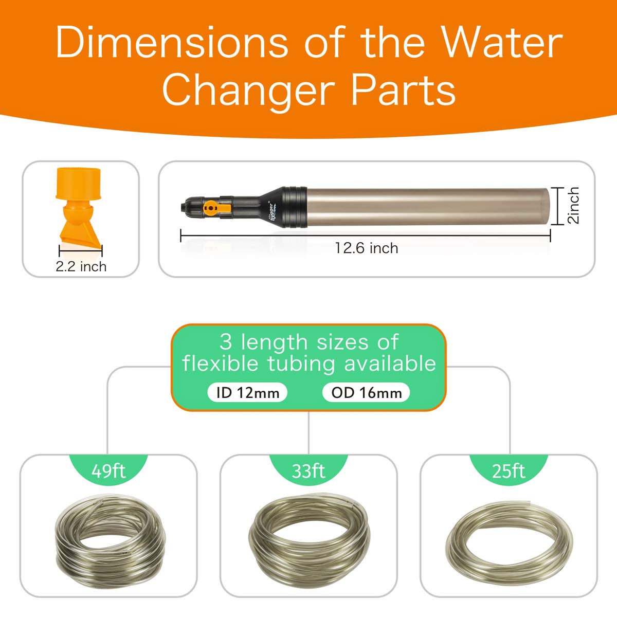 Hygger Upgrade Aquarium Water Changer Kit, Semi-Automatic Fish Tank Gravel Cleaner, With 49 Ft Water Hose, Flow Control Valve