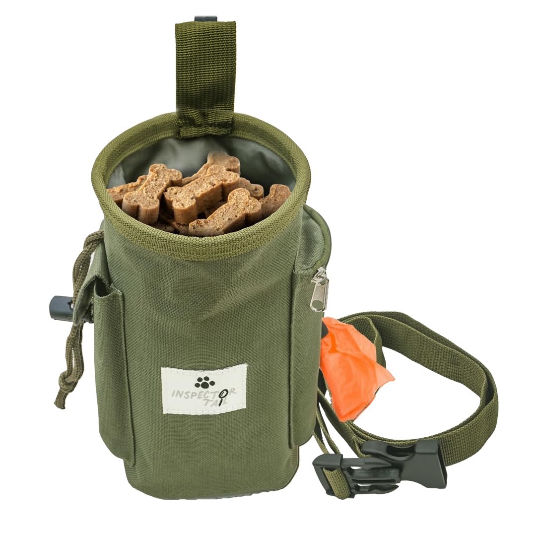 INSPECTOR TAIL Dog Treat Training Pouch with Built-in Poop Bag Dispenser & Quick Access to Snacks Toys  Convenient to Use with 3