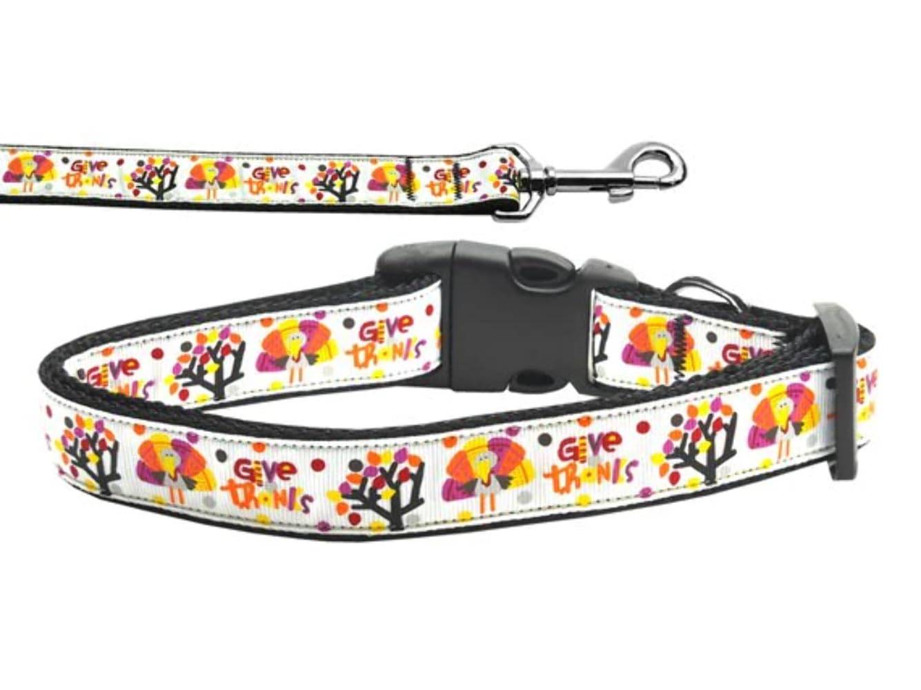 Thanksgiving Pet Dog & Cat Nylon Collar or Leash, "Give Thanks" Cat Collar