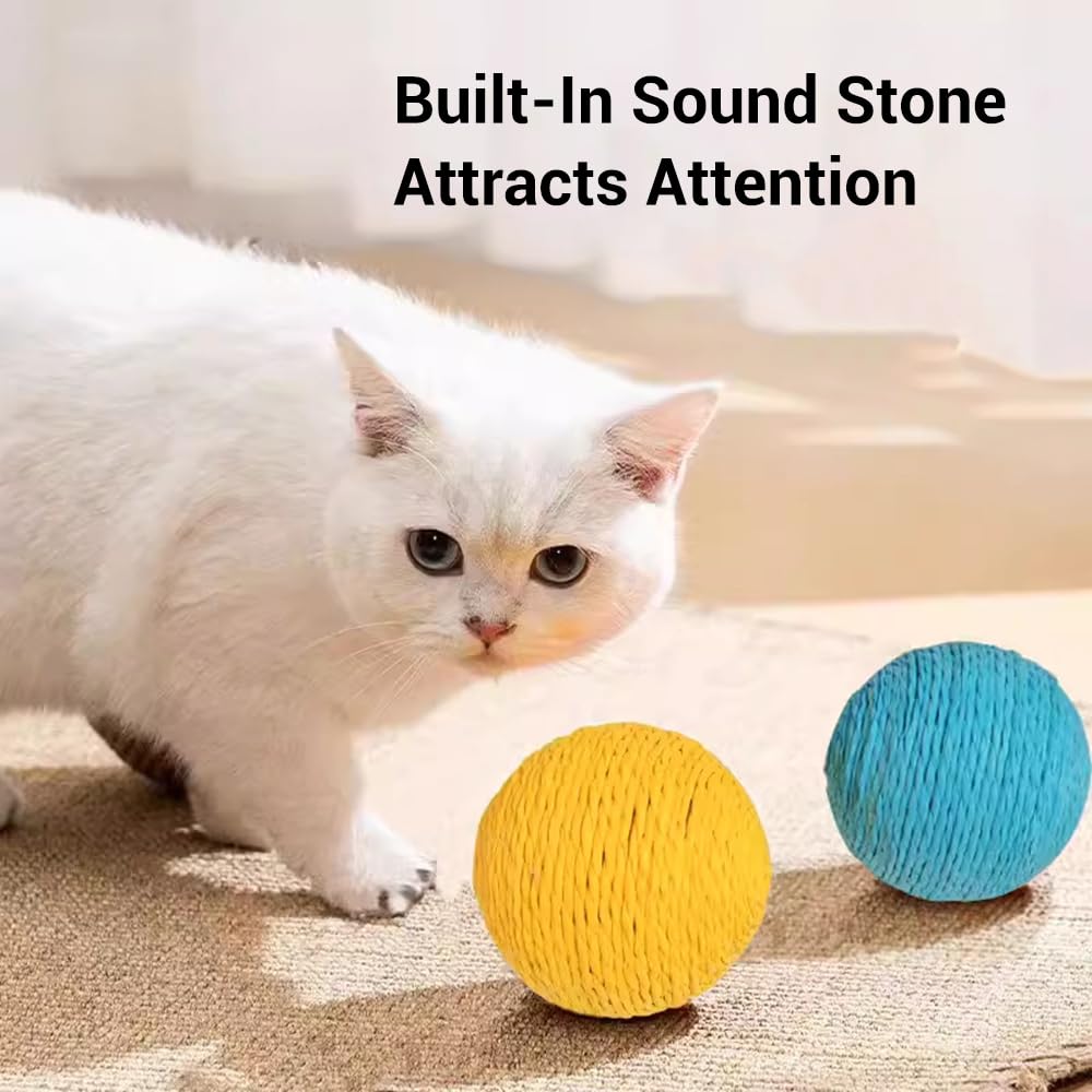 Extra Large 4-Inch Sisal Cat Ball Toy (Orange)