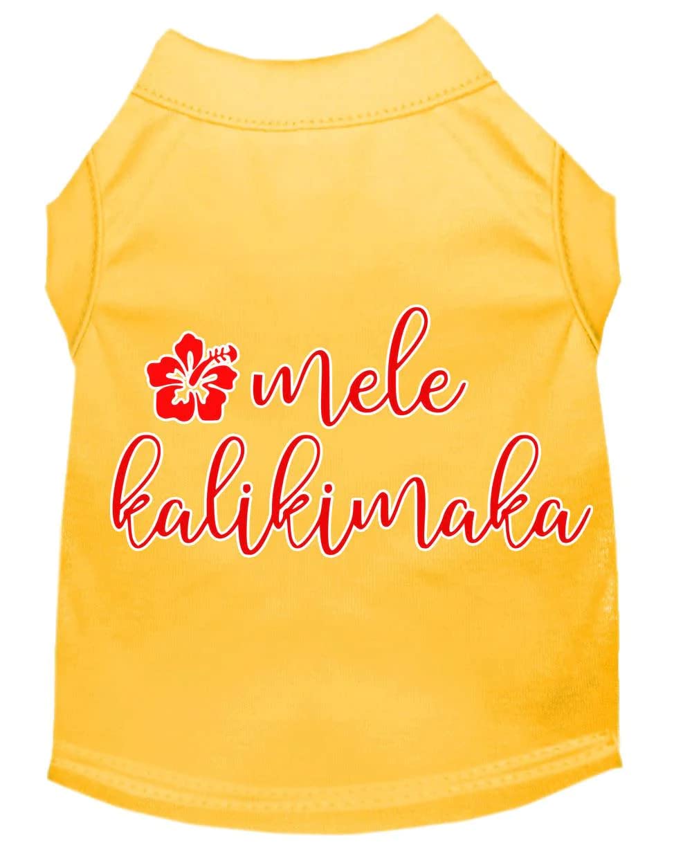 Christmas Pet Dog & Cat Shirt Screen Printed, "Mele Kalikimaka" Gray MD (6-10 lbs.)