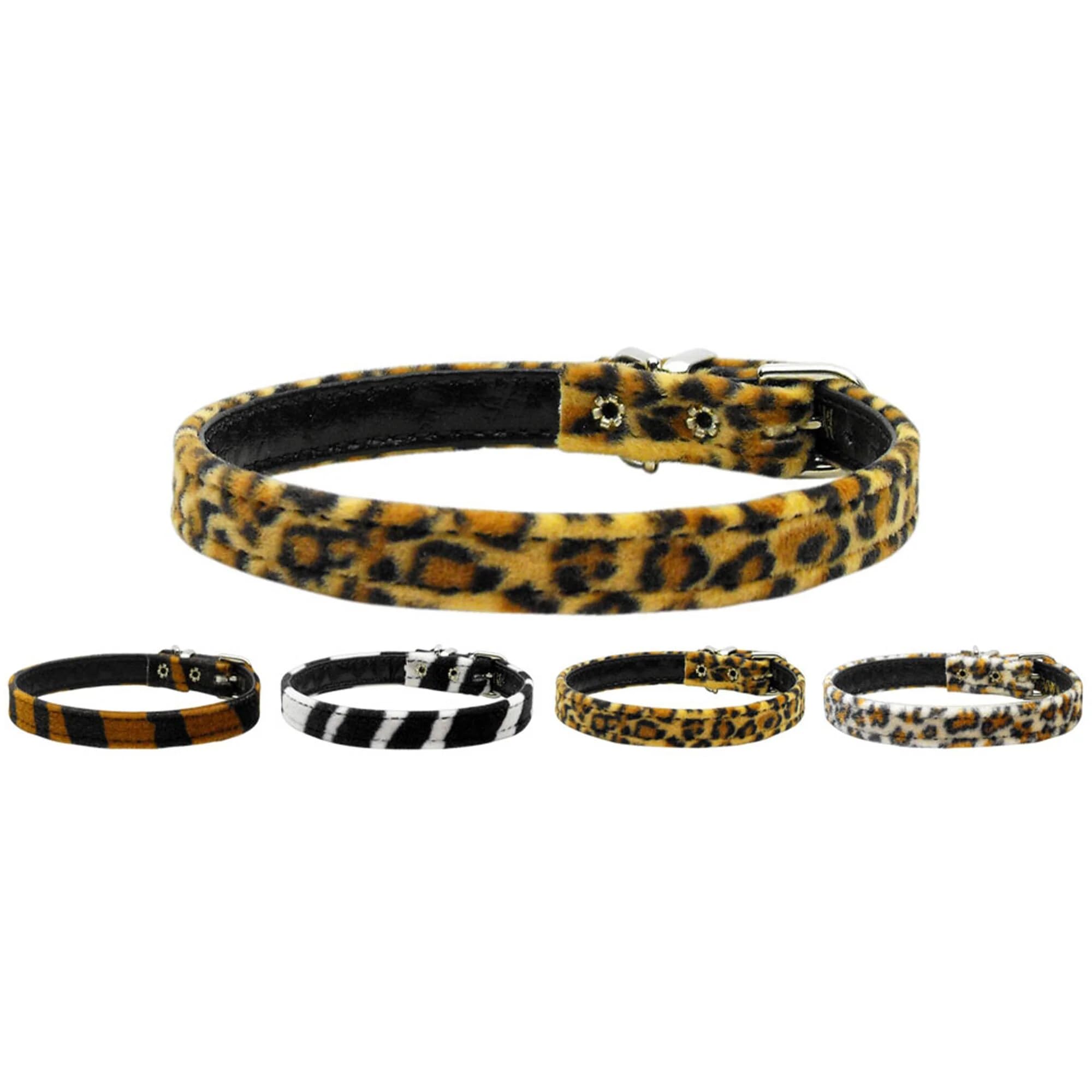 Dog, Puppy & Pet Plain Collar, "3/8" Wide Animal Print" Jaguar 14