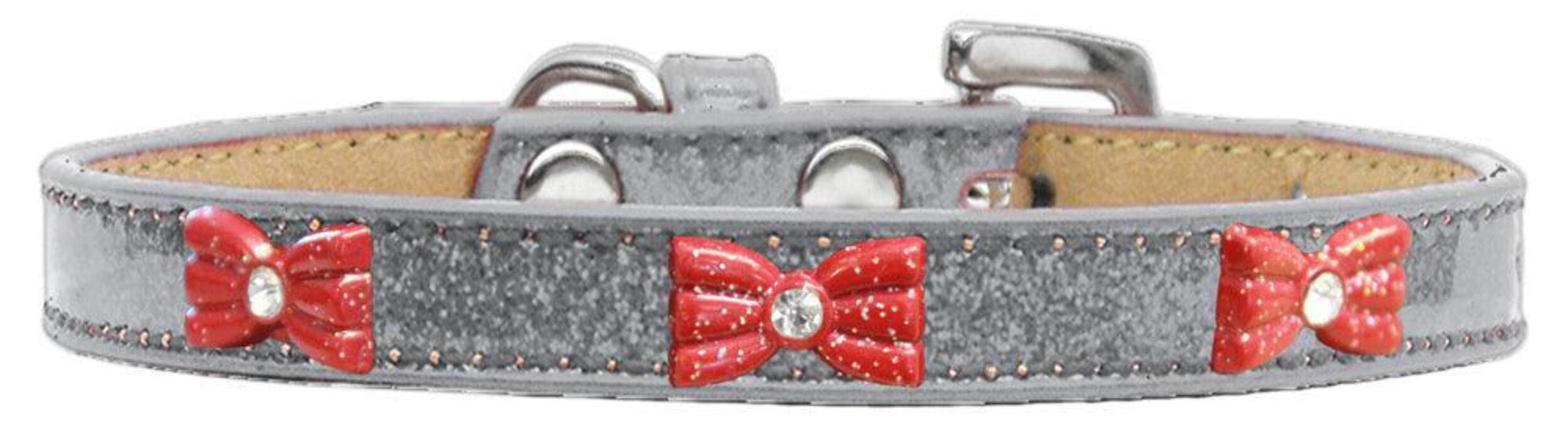 Dog, Puppy & Pet Widget Ice Cream Collar, Red Glitter Bow Pink 20