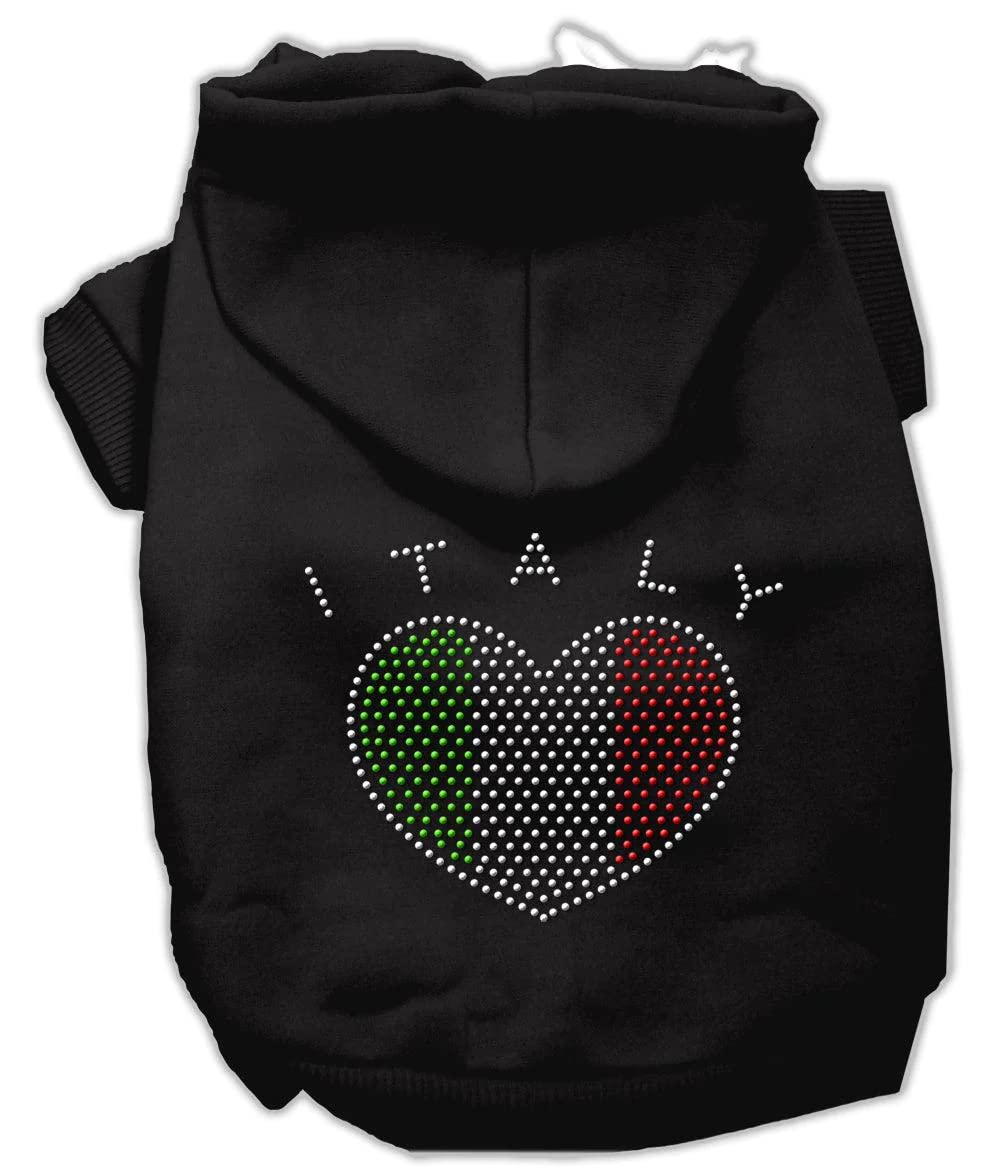 Mirage Pet Products Italian Rhinestone Hoodies, Black, Medium