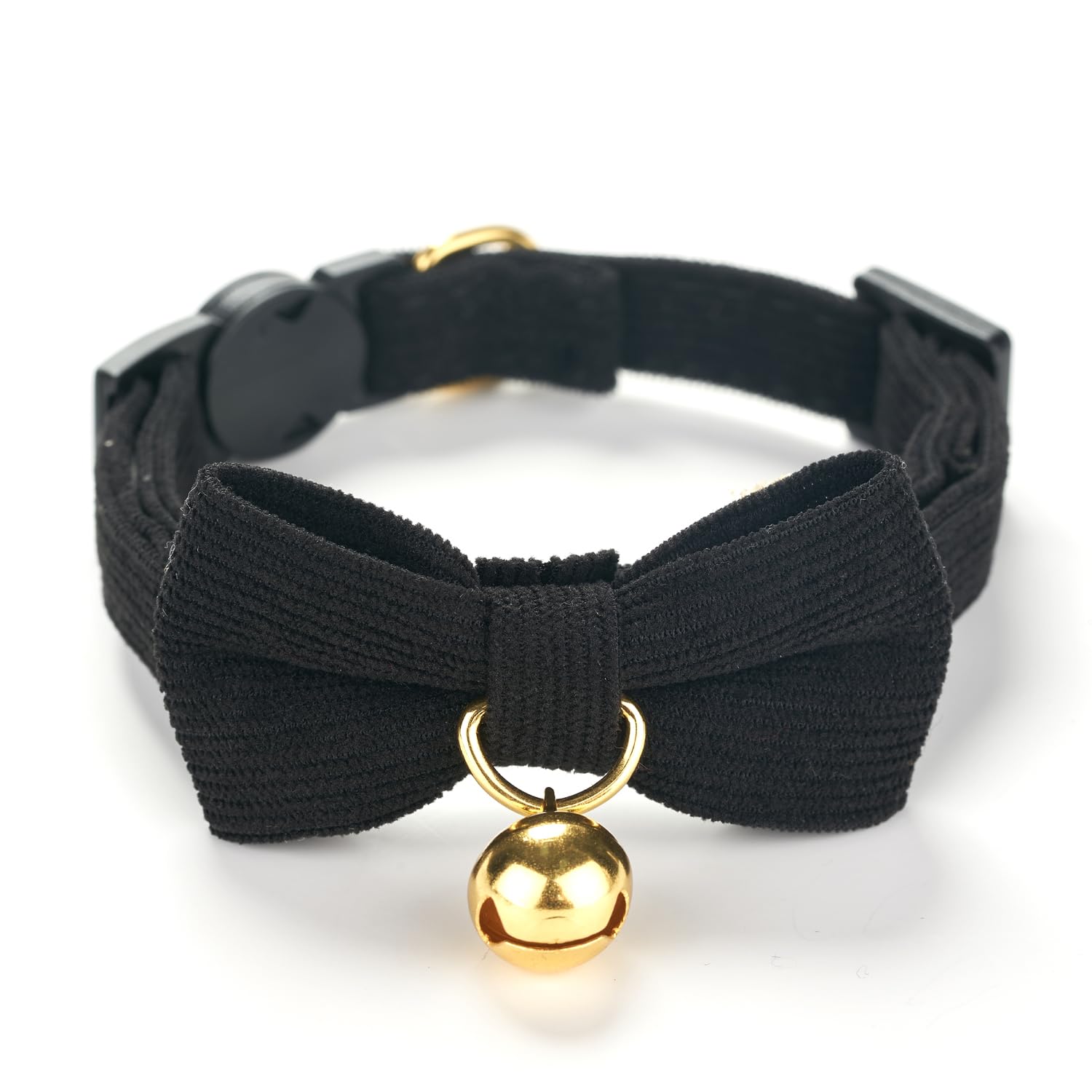 Ewinoom 2 Pack Soft Corduroy Cat Collars With Bow Tie & Bell, Adjustable Breakaway Cotton Kitty Bowtie Collar For Boy Male Cats(