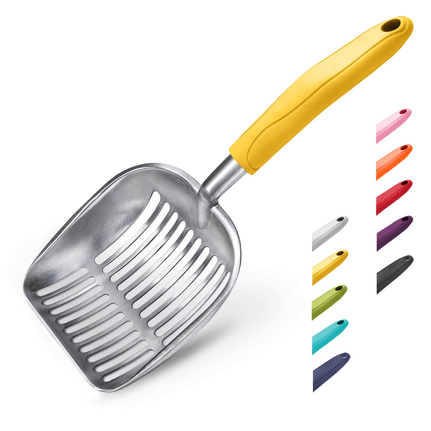 Wepet Cat Litter Scoop, Aluminum Alloy Sifter, Kitty Metal Scooper, Deep Shovel, Long Handle, Poop Sifting, Kitten Pooper Lifter, Durable, Heavy Duty, For Litter Box