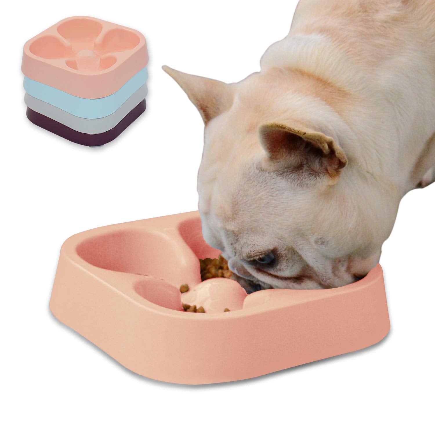 Hifrenchies Healthy Slow Feeding Dog Bowl For French Bulldog Slow Feeder Dog Bowl Fun Feeder No Chocking Dog Cat Food Water Bow