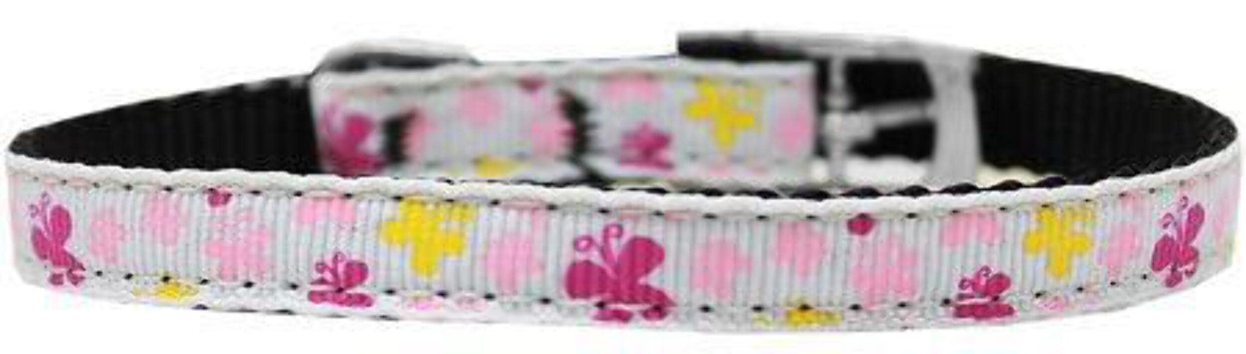 Mirage Pet Products Butterfly Nylon Dog Collar with Classic Buckle, Size 12, Blue