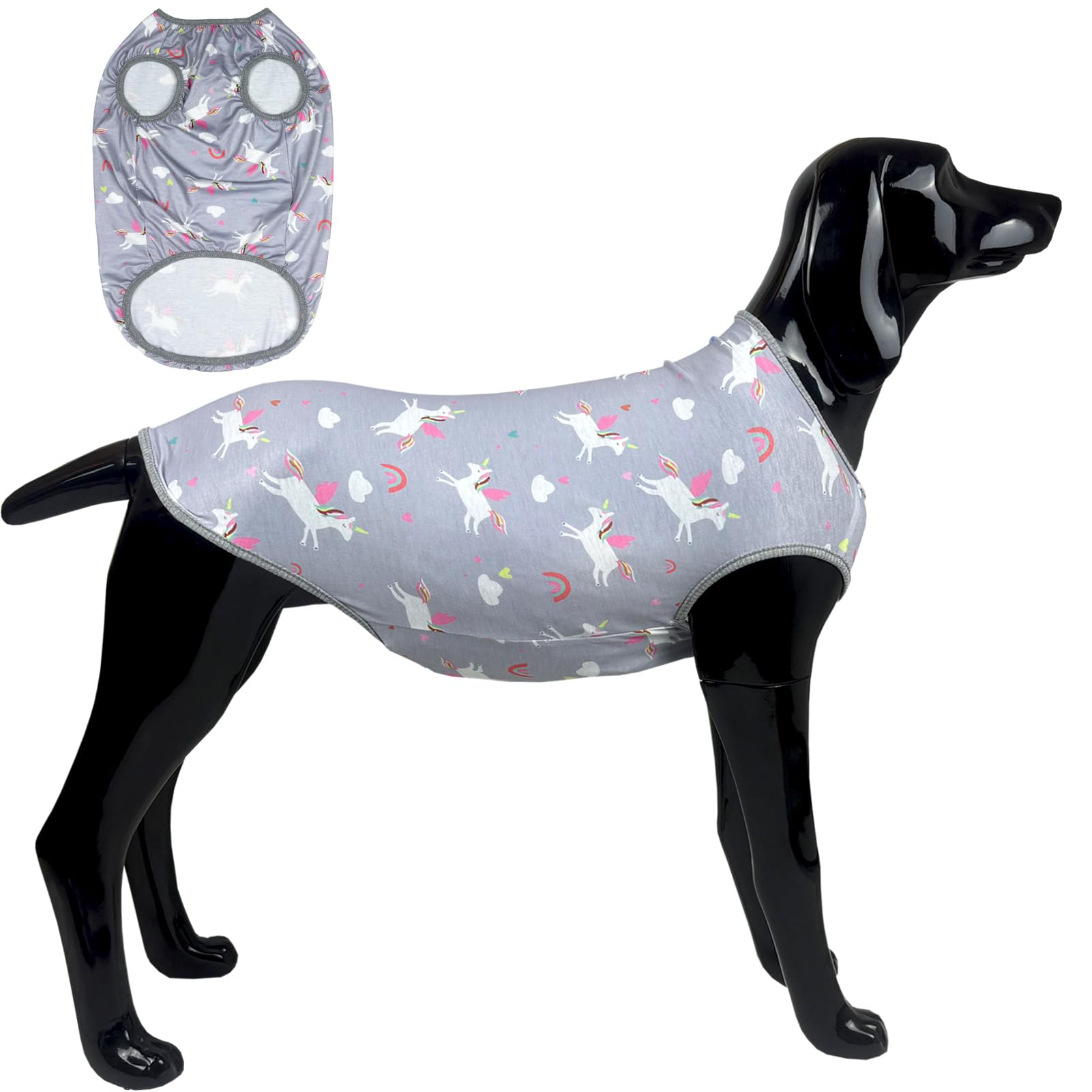 D.E.E Dog Shirt For Large Dogs Summer Cotton Dog Clothes Lightweight Tank Top Female Big (Vunicorngray, 2Xl)