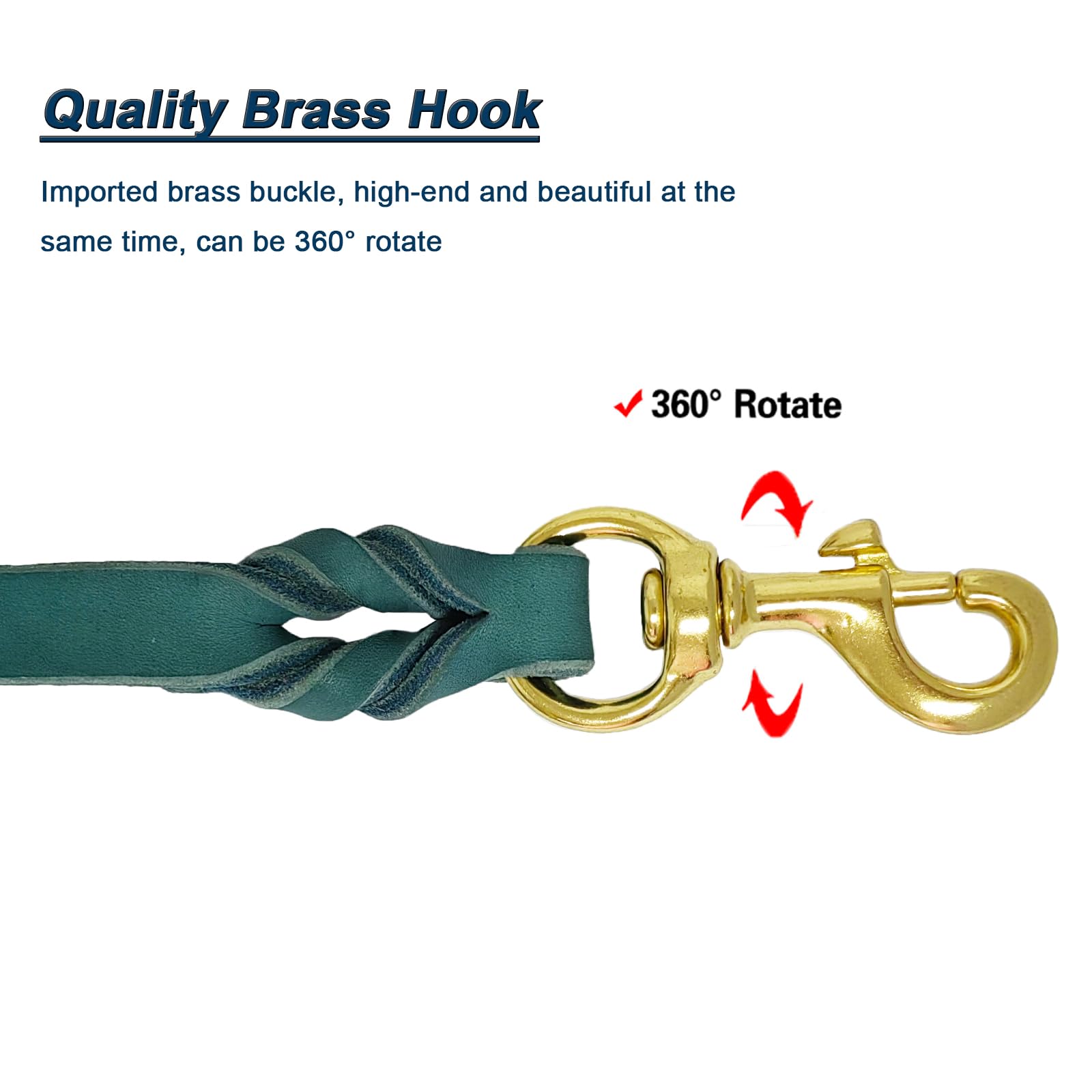 Lwbmg Leather Dog Leash - 6Ft X 3/4 Inch Heavy Duty, Braided, Comfortable For Large, Medium & Small Dogs - Blue