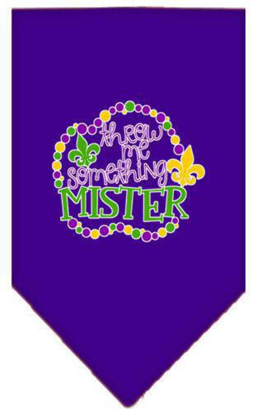 Mirage Pet Product Throw me Something Screen Print Mardi Gras Bandana Purple Large
