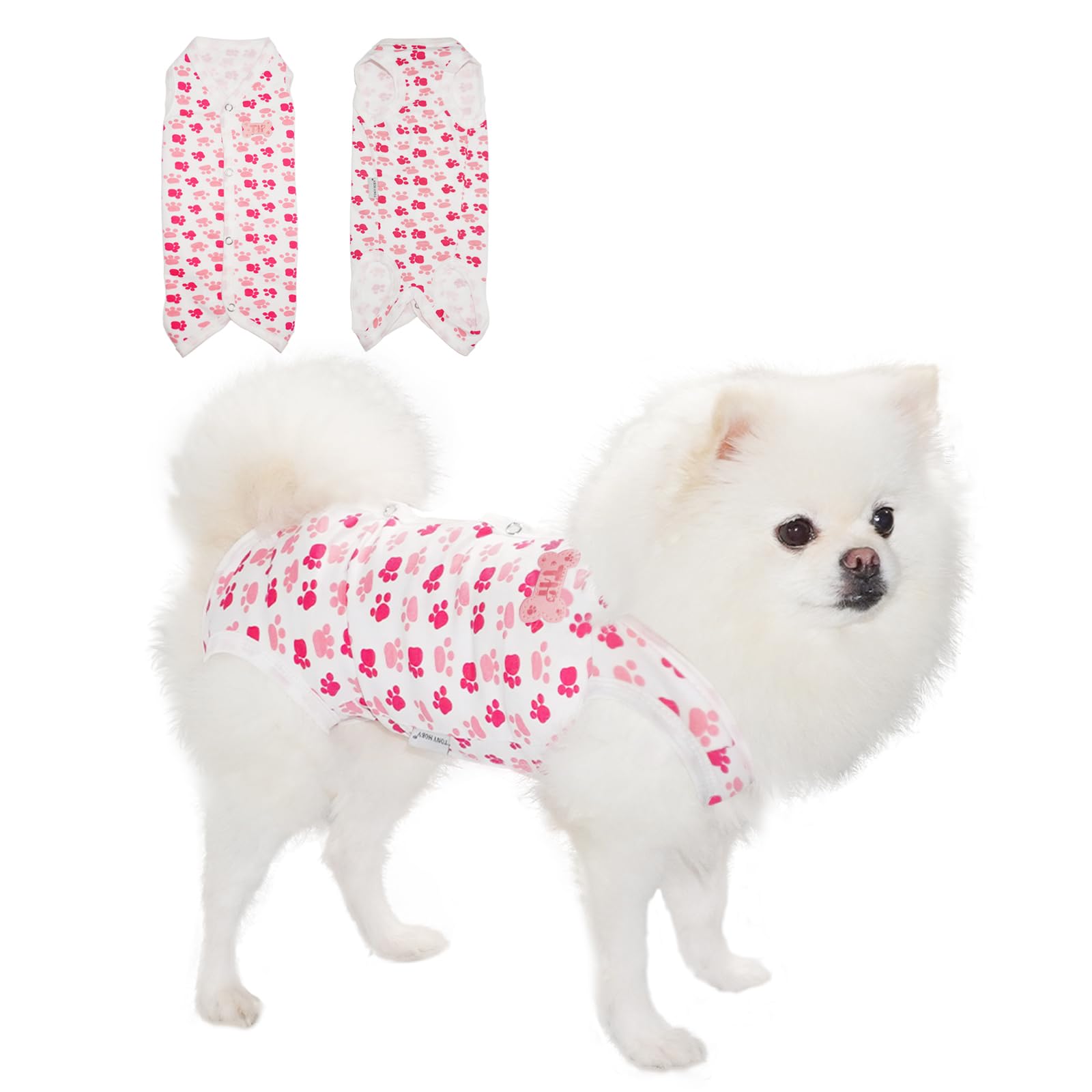 Tony Hoby Dog Pajamas, Summer Dog Shirt, Soft Breathable Dog Pajamas With Cute Pawprints (Pink, Xl), X-Large