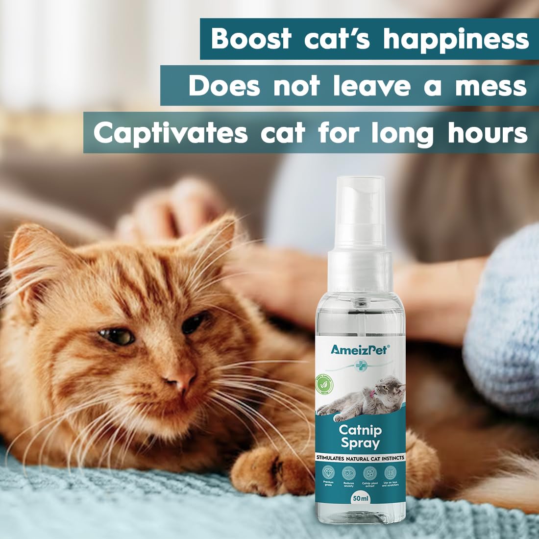 AmeizPet Catnip Spray for Cats, 50 ml Transparent Cat & Kitten Behavior Spray, Plastic
