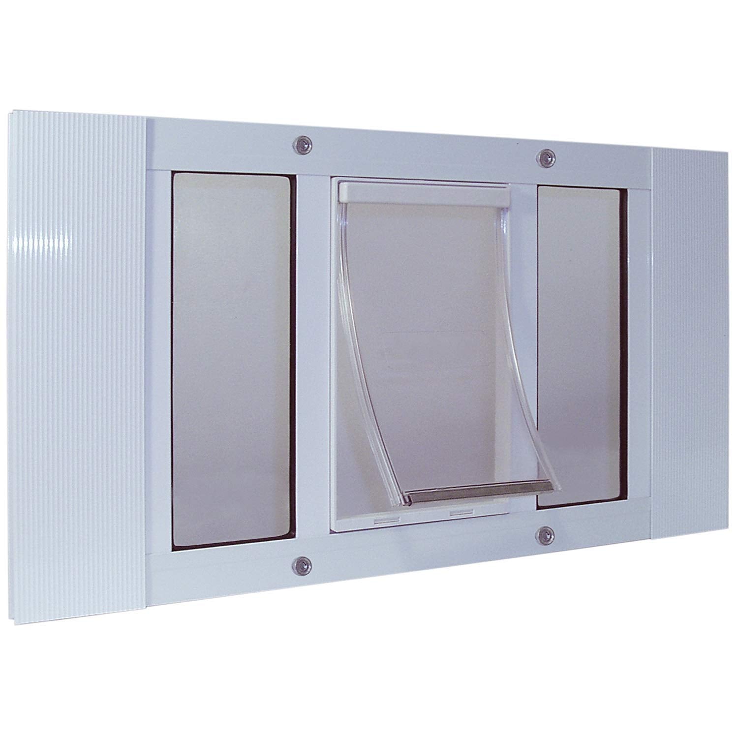 Ideal Pet Products Aluminum Sash Window Pet Door, Adjustable To Fit Window Widths From 33' To 38', Large 10-1/2” X 15” Flap Size