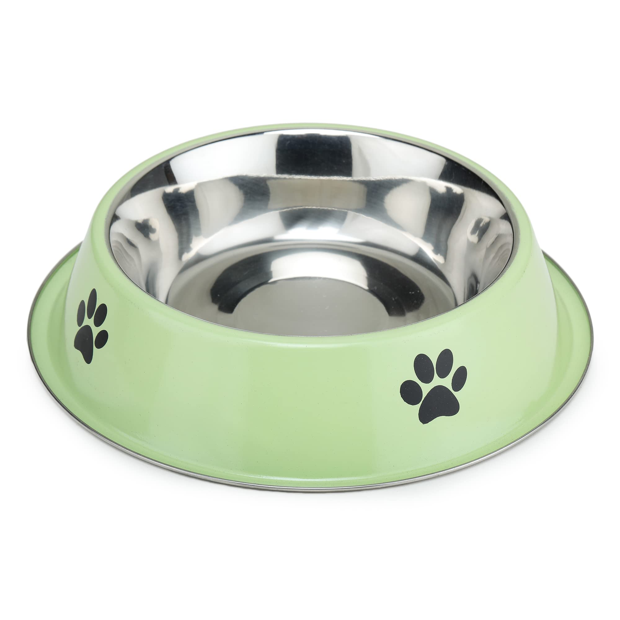 Meenamart.Com Stainless Steel Dog And Cat Feeding Bowl Round Steel Pet Bowl Green. (Size750Ml)