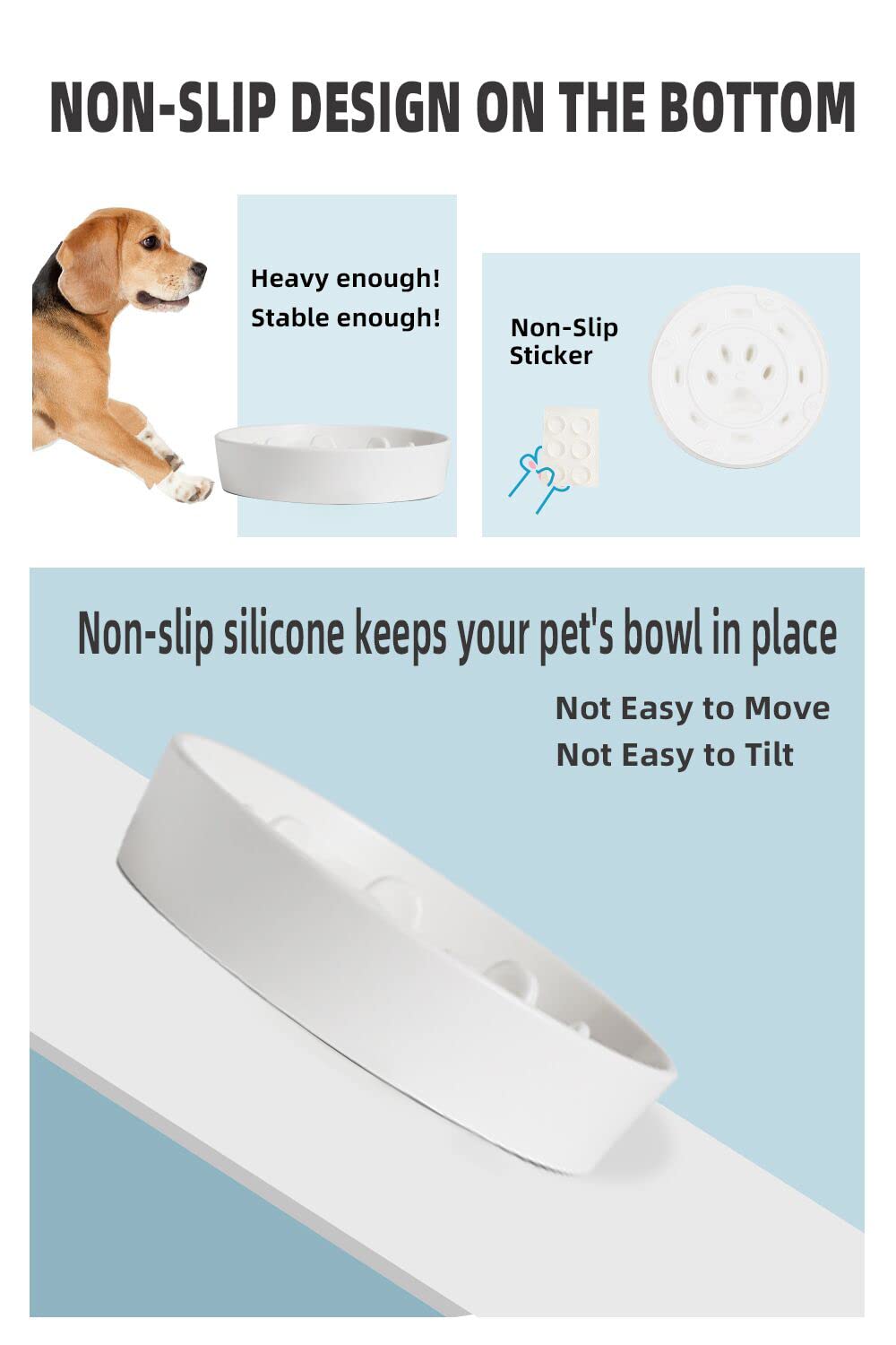 Slow Feeder Dog Bowls, Ceramic Fun Slow Eater Bowl For Small Medium Breed (White)