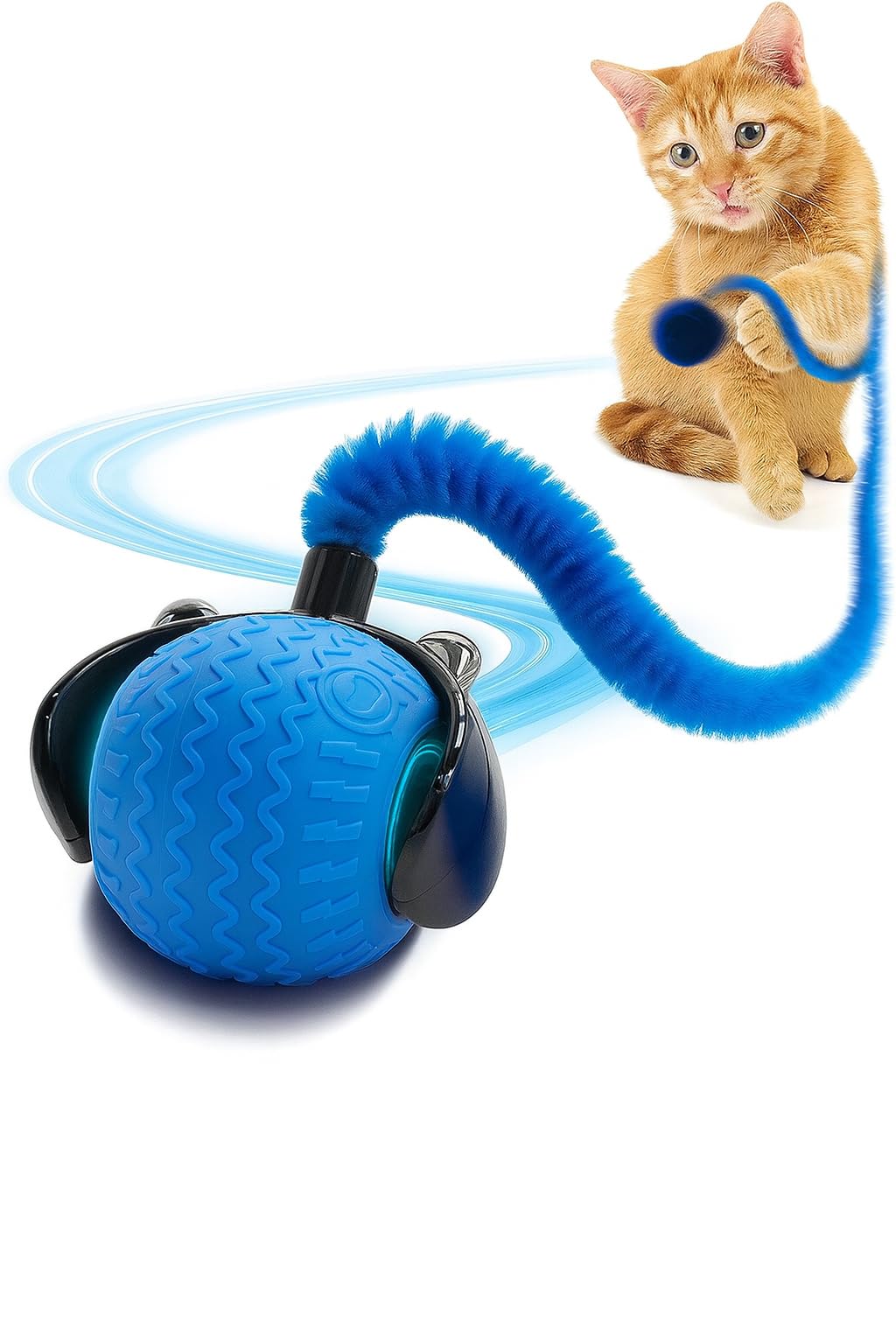 PAWCHIE Interactive Cat Toy for Indoor Cats, Speedy Ball with Tail, Automatic Moving Cat Balls for Bored Indoor Adult Cats, 360A