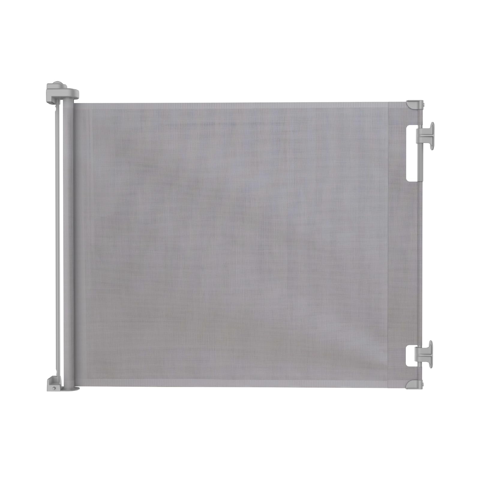 Retractable Baby Gate Perma Child Safety 33' Tall X 71” Wide, Mesh, For Stairs, Doorways, Dogs, Pets, Indoor, Outdoor, One-Handed Operation, Locking, Easy Install, Hardware Mount, Gray