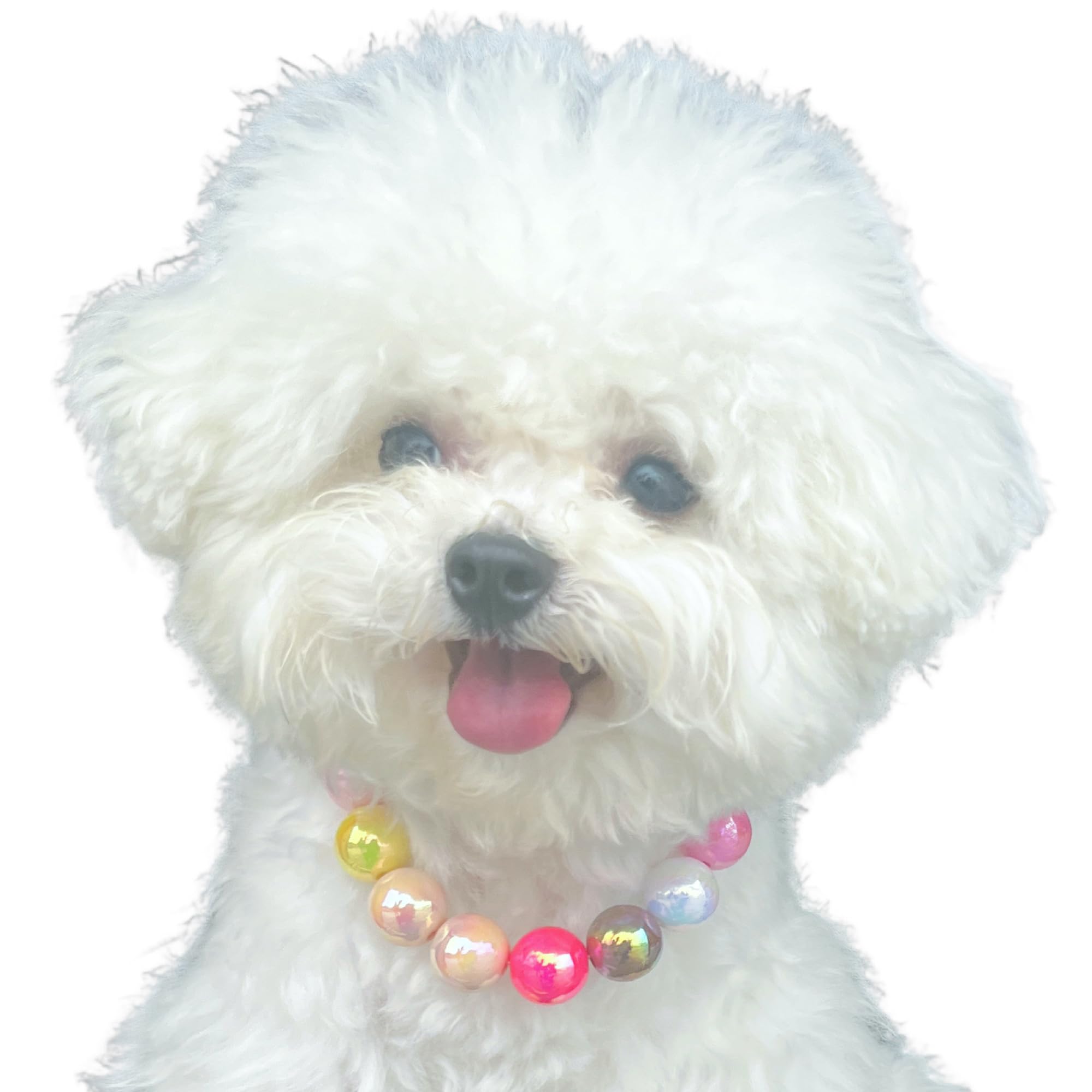 Kepudengen Dogs Necklace,Pet Fashion Necklace, Colorful Beaded Necklace,Pet Jewelry,Vibrant Candy-Colored Pet Jewelry Necklace F