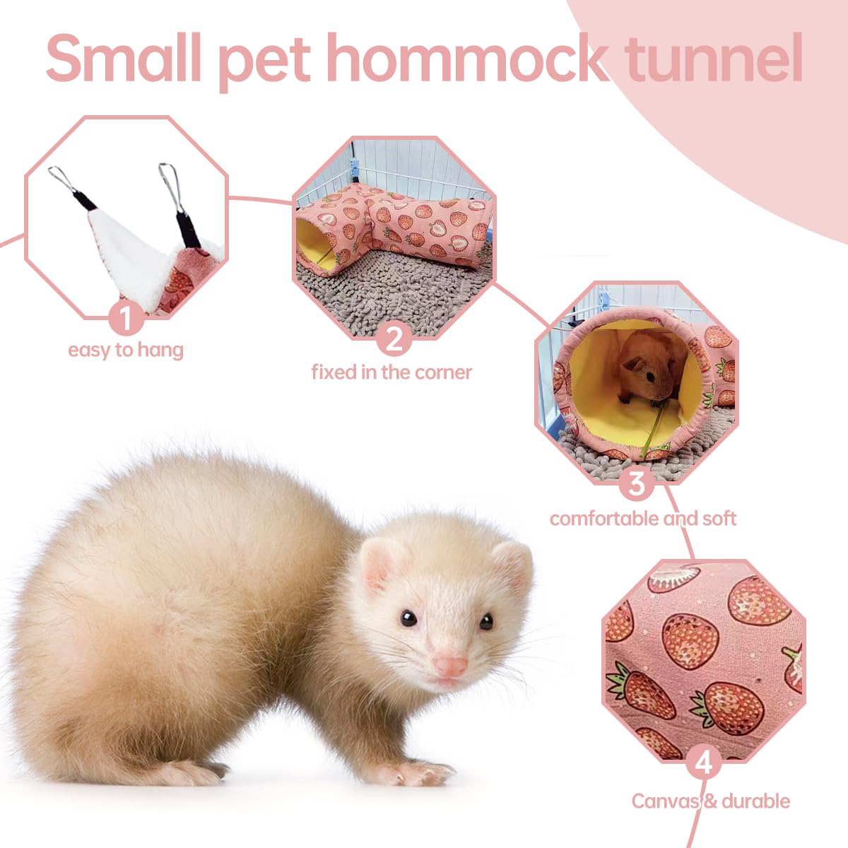 Rat Ferret Hammock Toys Cage Accessories, Guinea Pig Hideout Tunnel, Warm Bed For Rat Ferret Guinea Pig Sleep Hide And Play (1.H