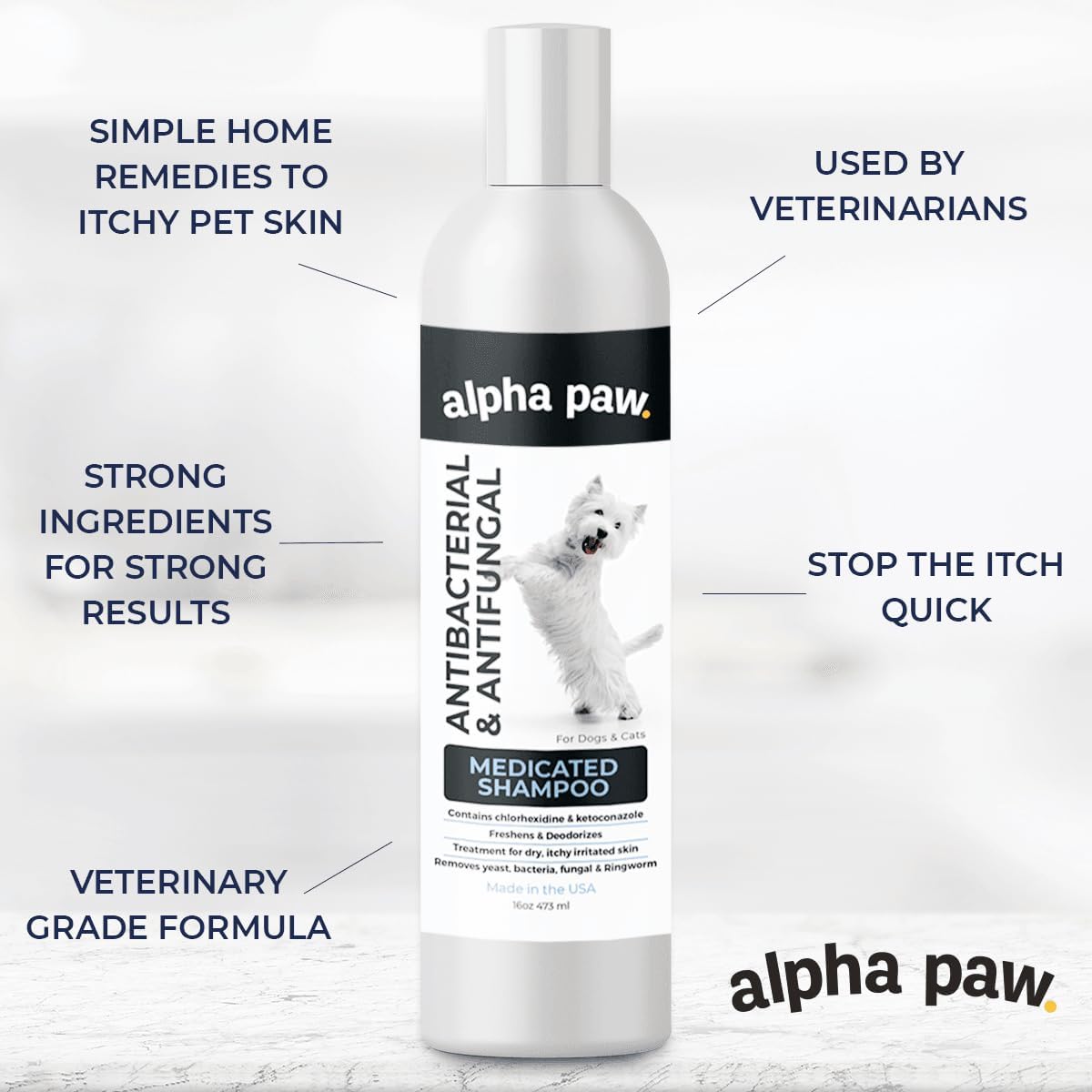 Smiling Paws Pet Medicated Shampoo for Dogs & Cats - Passionfruit Scent, 16oz - Effective for Smelly Dogs