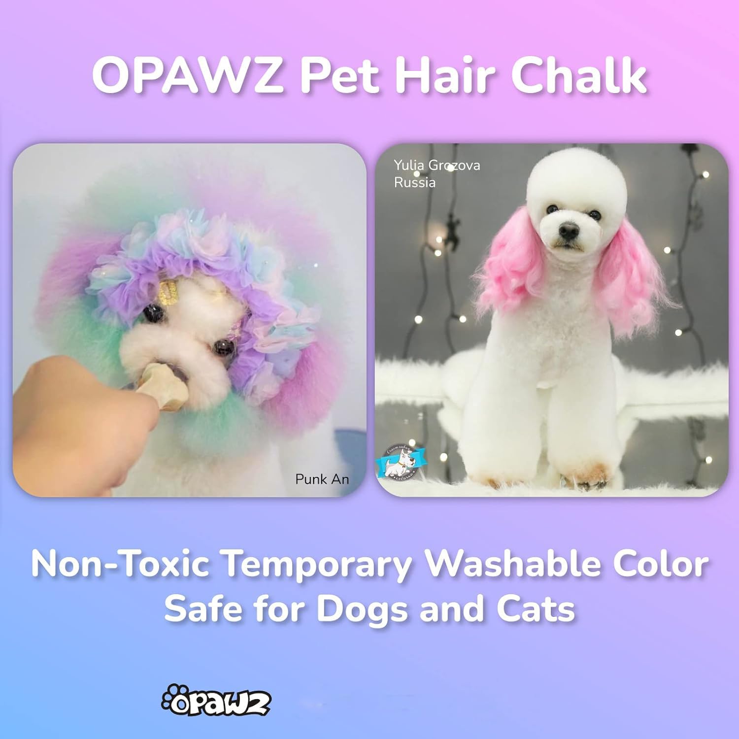 Opawz Pet Hair Chalk, Temporary Dog Hair Dye, Washable Pet Hair Dye, Pet Safe Dye For Creative Grooming (Pink)