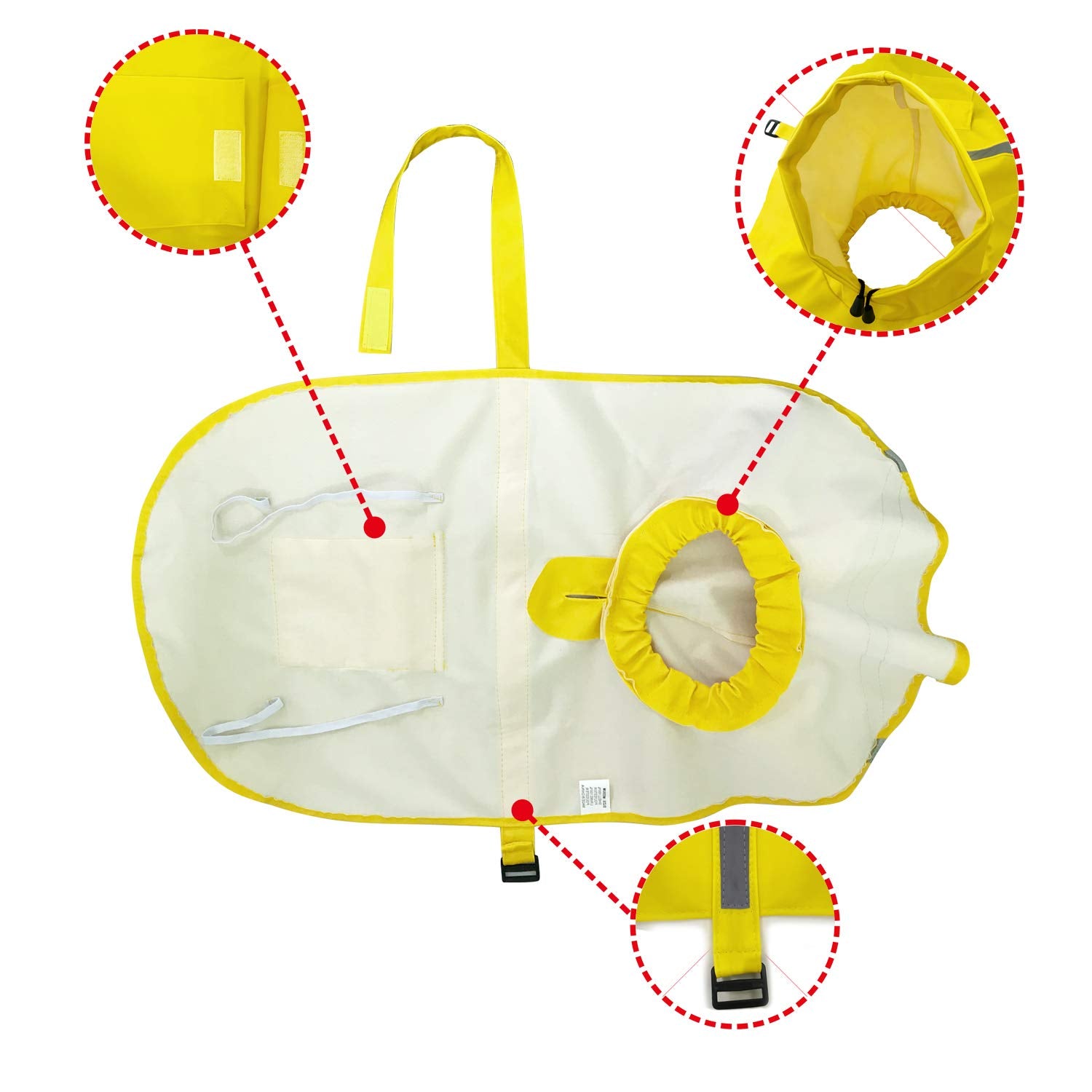 Mikayoo Large Dog Raincoat Adjustable Pet Waterproof Clothes Lightweight Rain Jacket Poncho Hoodies with Strip Reflective(Yellow