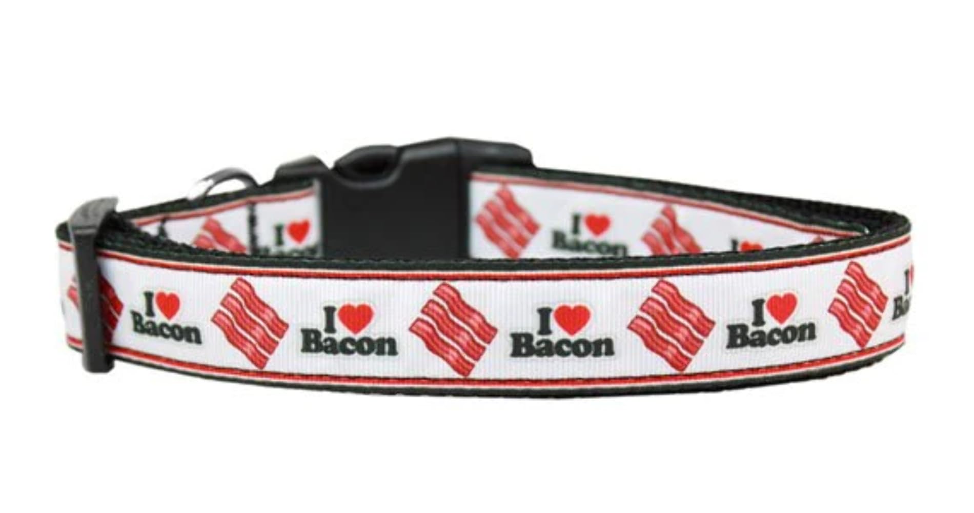 Pet Dog & Cat Nylon Collar or Leash, "I Love Bacon" 5/8" w x 6 ft. leash