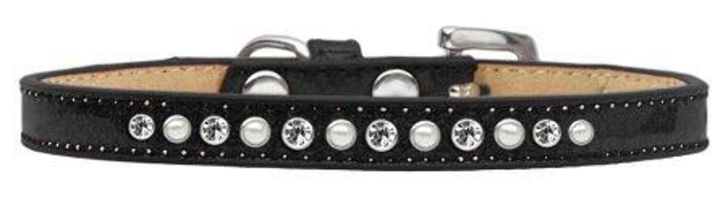 Dog, Puppy and Pet Ice Cream Collar, Pearl & Clear Crystal Rimsets Black 8
