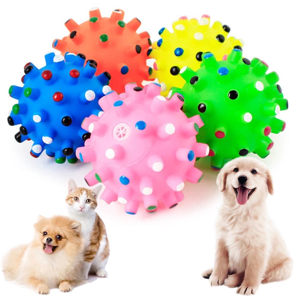The Dds Store 2 Pcs Cat Chew Toys Rubber Hedgehog Ball Bite Resistant Cute Squeaky Pet Dog Puppy Cat Play Toys (Color May Vary)