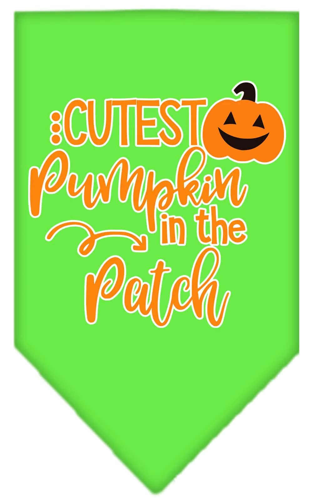 Halloween Pet and Dog Bandana Screen Printed, "Cutest Pumpkin In The Patch" Yellow Large