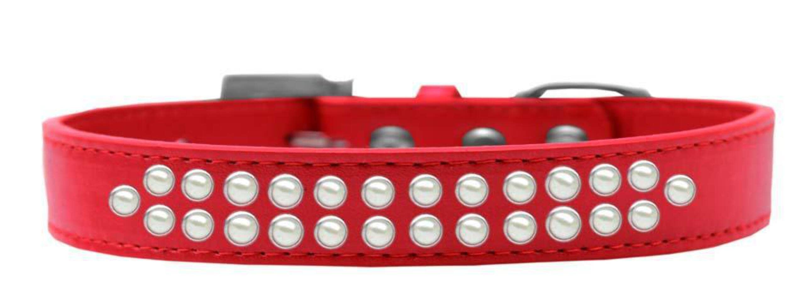 Mirage Pet Products Two Row Pearl Light Pink Dog Collar, Size 18