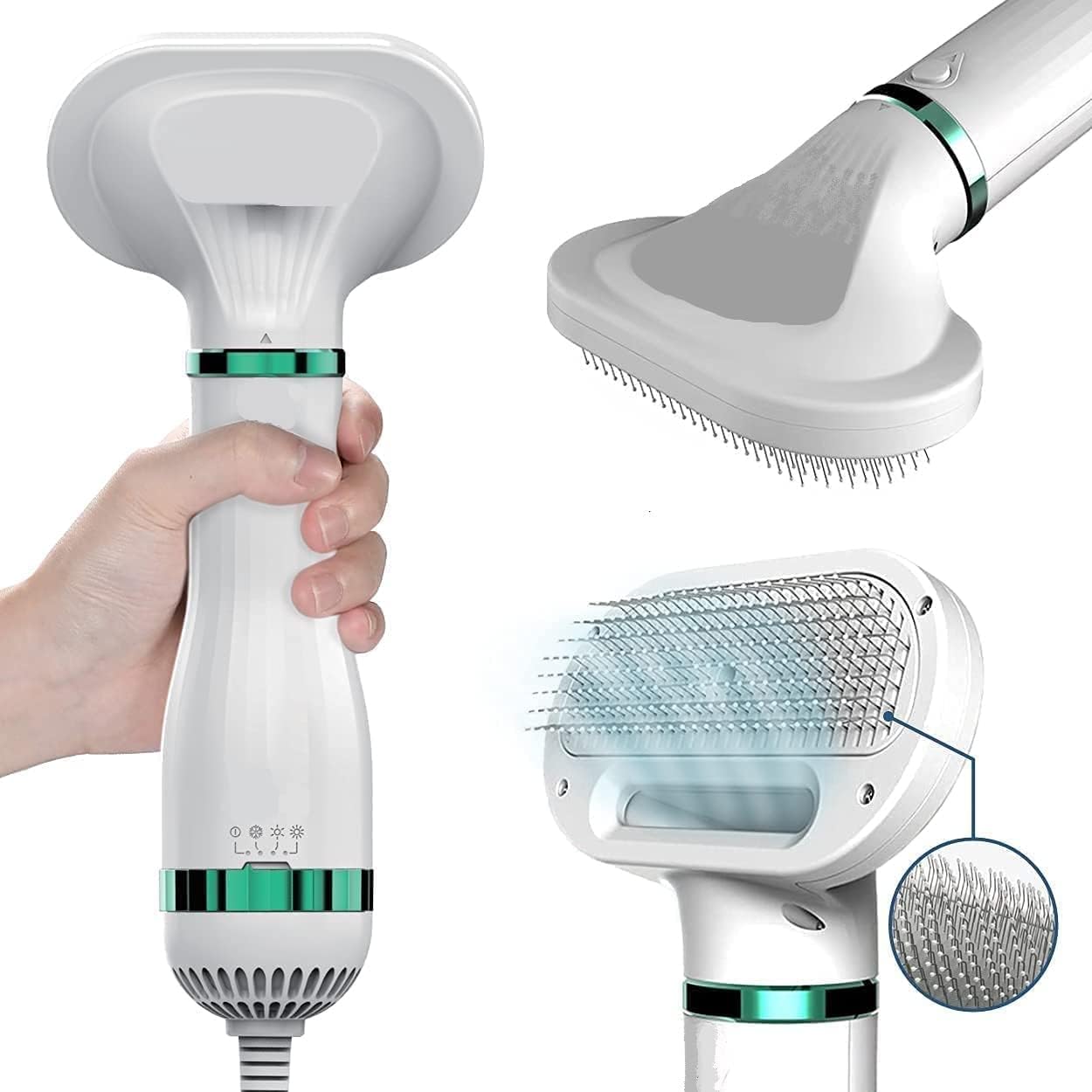 Dog Hair Dryer Brush For Dog Cats Portable 2 In 1 Pet Hair Dryer With Self Cleaning Slicker Brush Cat Dog Grooming Dryer Comb Pr