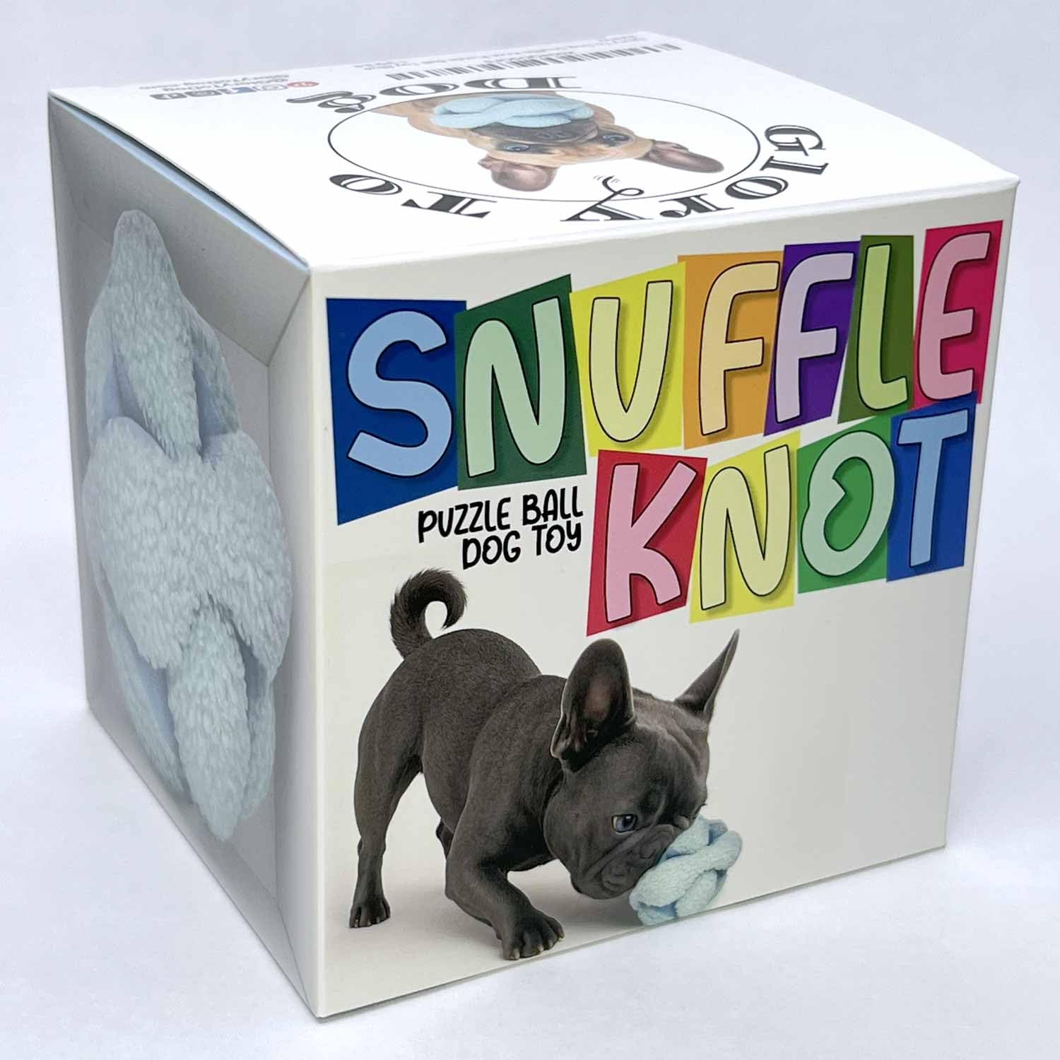 Glory To Dog Blue Snuffle Knot Interactive Dog Toy 4    Puzzle Ball with 8 Squeakers & Crinkle - Treat Hiding Enrichment Toy for