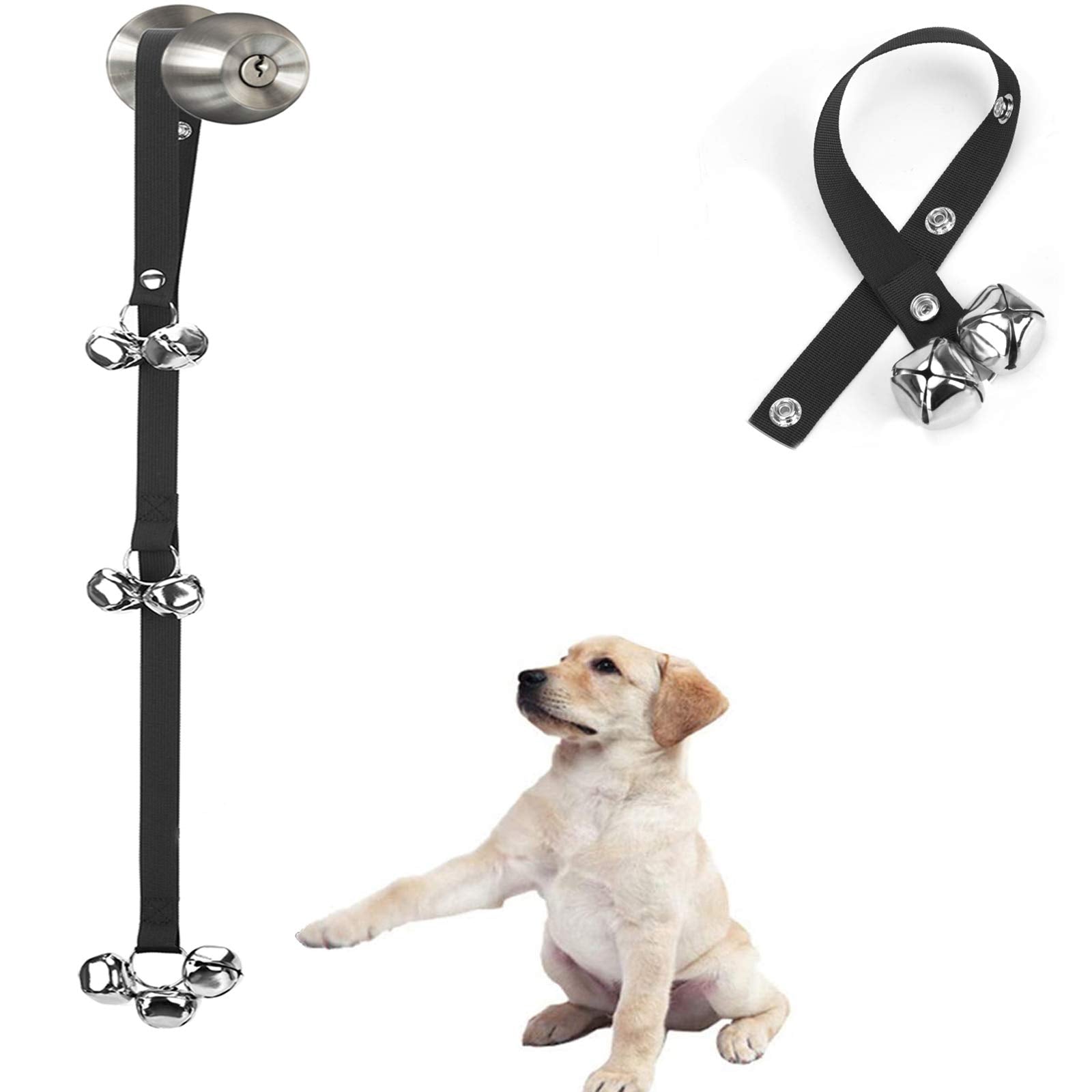 Luckyiren Upgraded Puppy Bells Dog Doorbells For Door Knob/Potty Training/Go Outside-Dog Bells For Puppies Dogs Doggy Doggie Pooch Pet Cat For Dog Lovers-Premium Quality-3 Snaps For Length Adjustment
