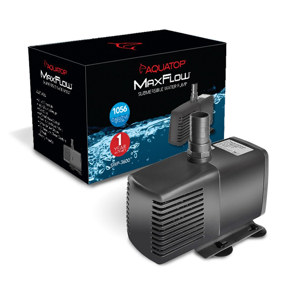 Aquatop Maxflow Submersible Aquarium Pump 1,056 Gph Adjustable Flow, For Fish Tanks, Sumps And Statuary, Swp-3600